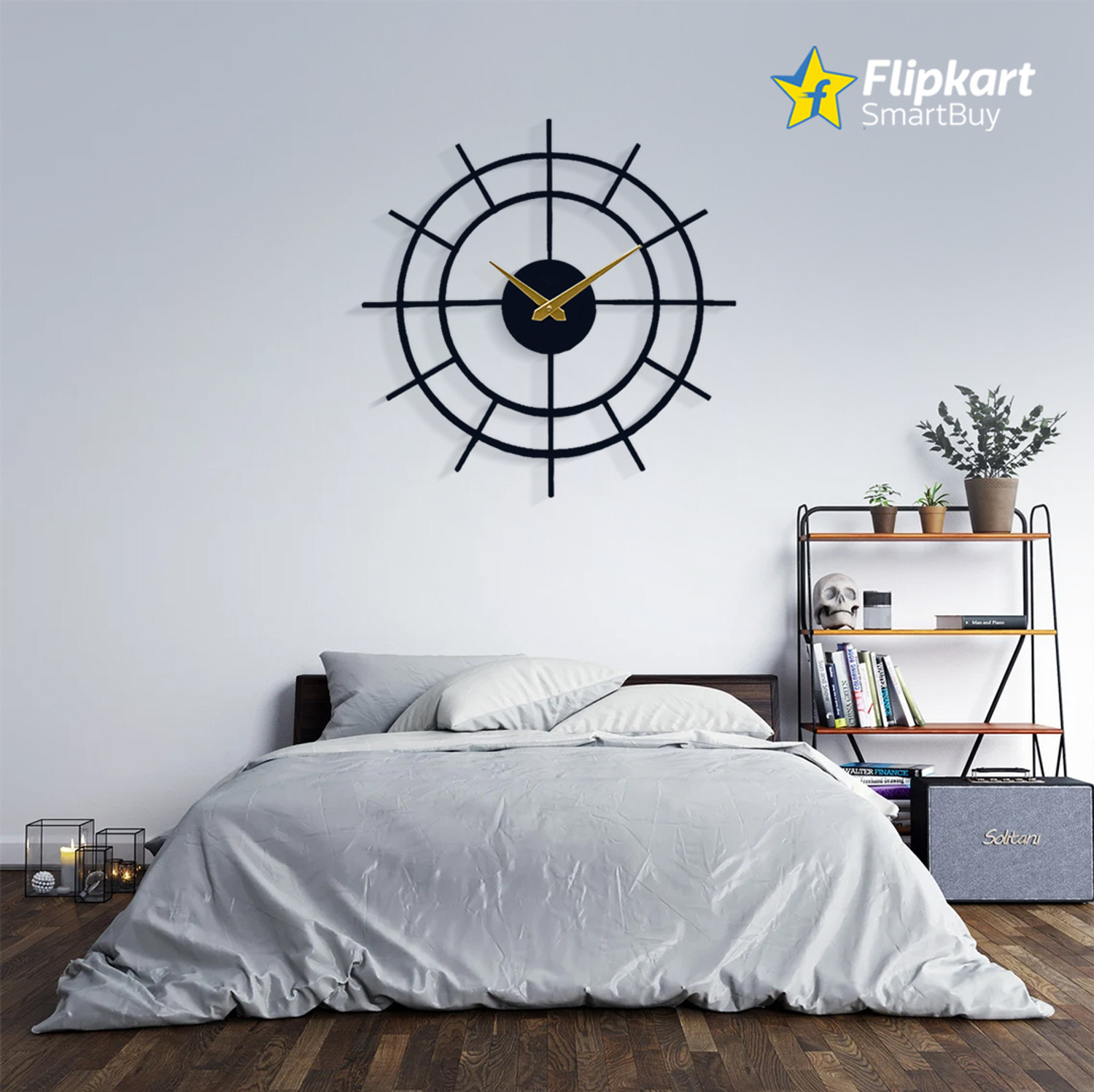 Image of Flipkart SmartBuy Analog 39.5 cm X 39.5 cm Wall Clock (Black, Without Glass, Standard)