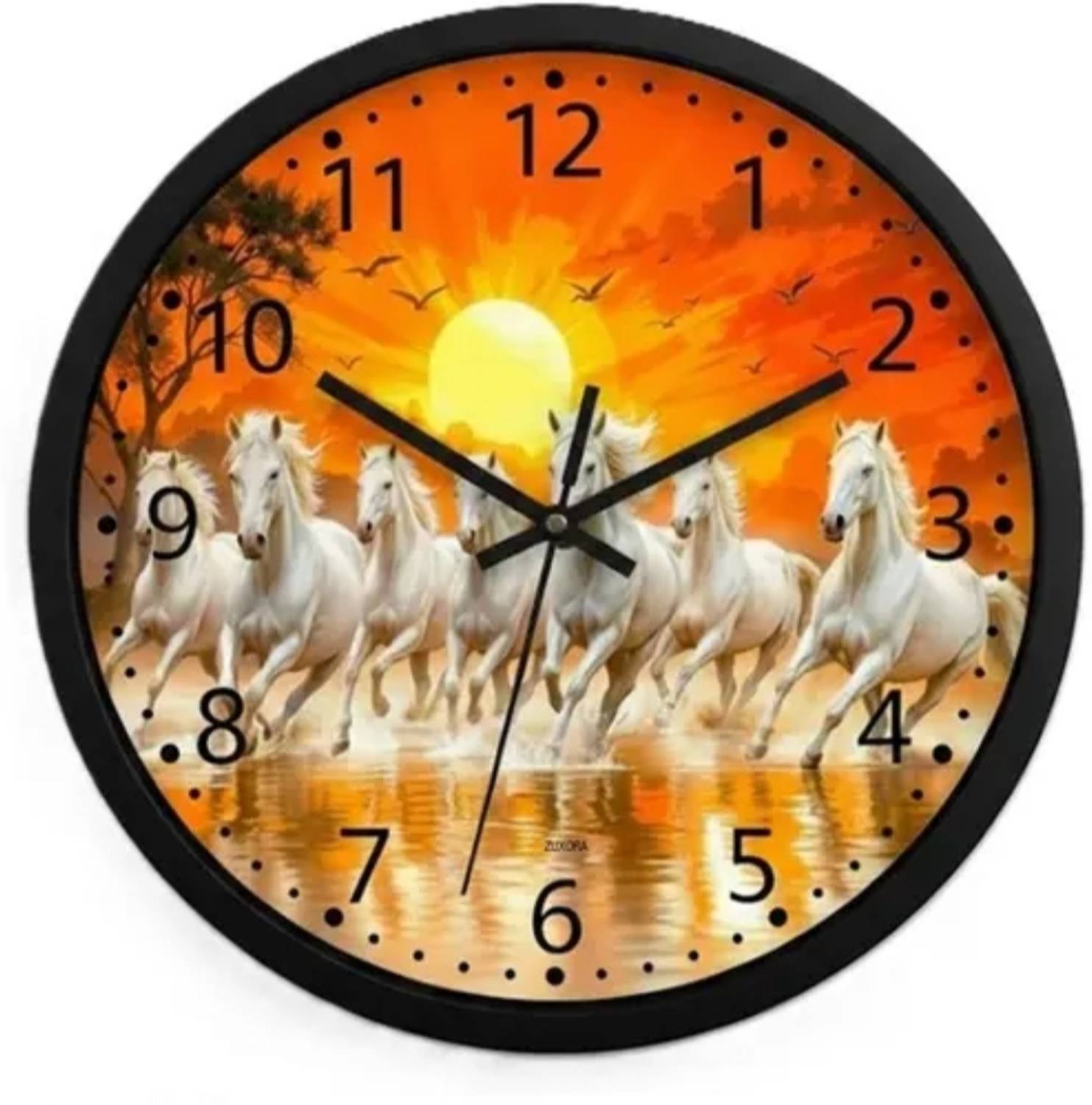 AJLANO Analog 25 cm X 25 cm Wall Clock (Black, With Glass, Standa