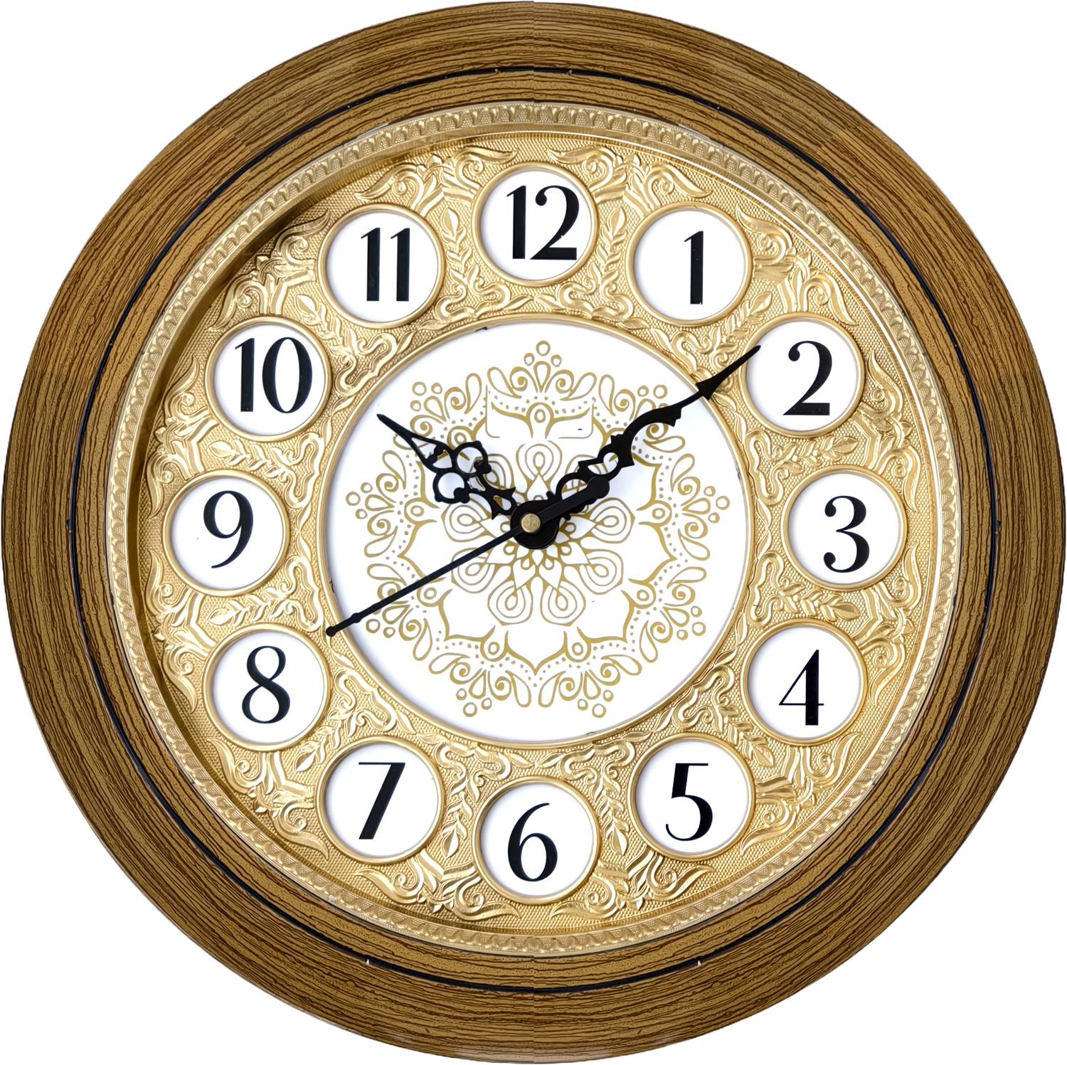 GrabBasket Analog 31 cm X 24 cm Wall Clock (Brown, Yellow, With G