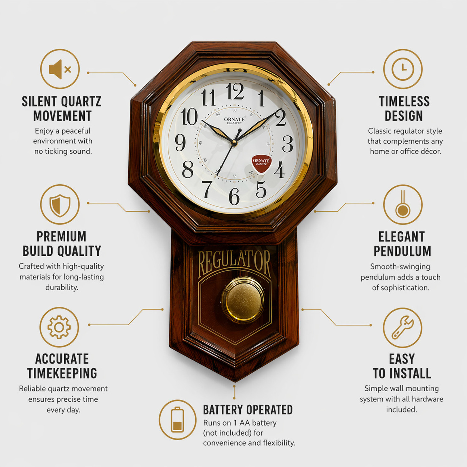 Image of Krishnam Analog 41 cm X 30 cm Wall Clock