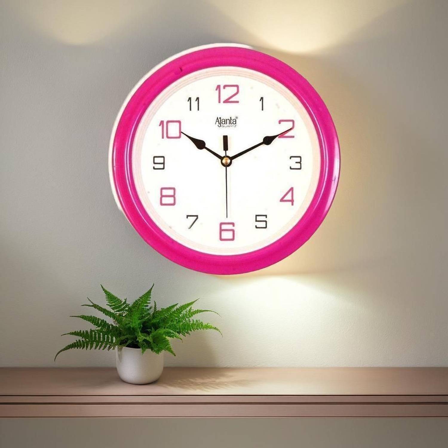 AJANTA Analog 20.5 cm X 20.5 cm Wall Clock (Pink, With Glass, Sta
