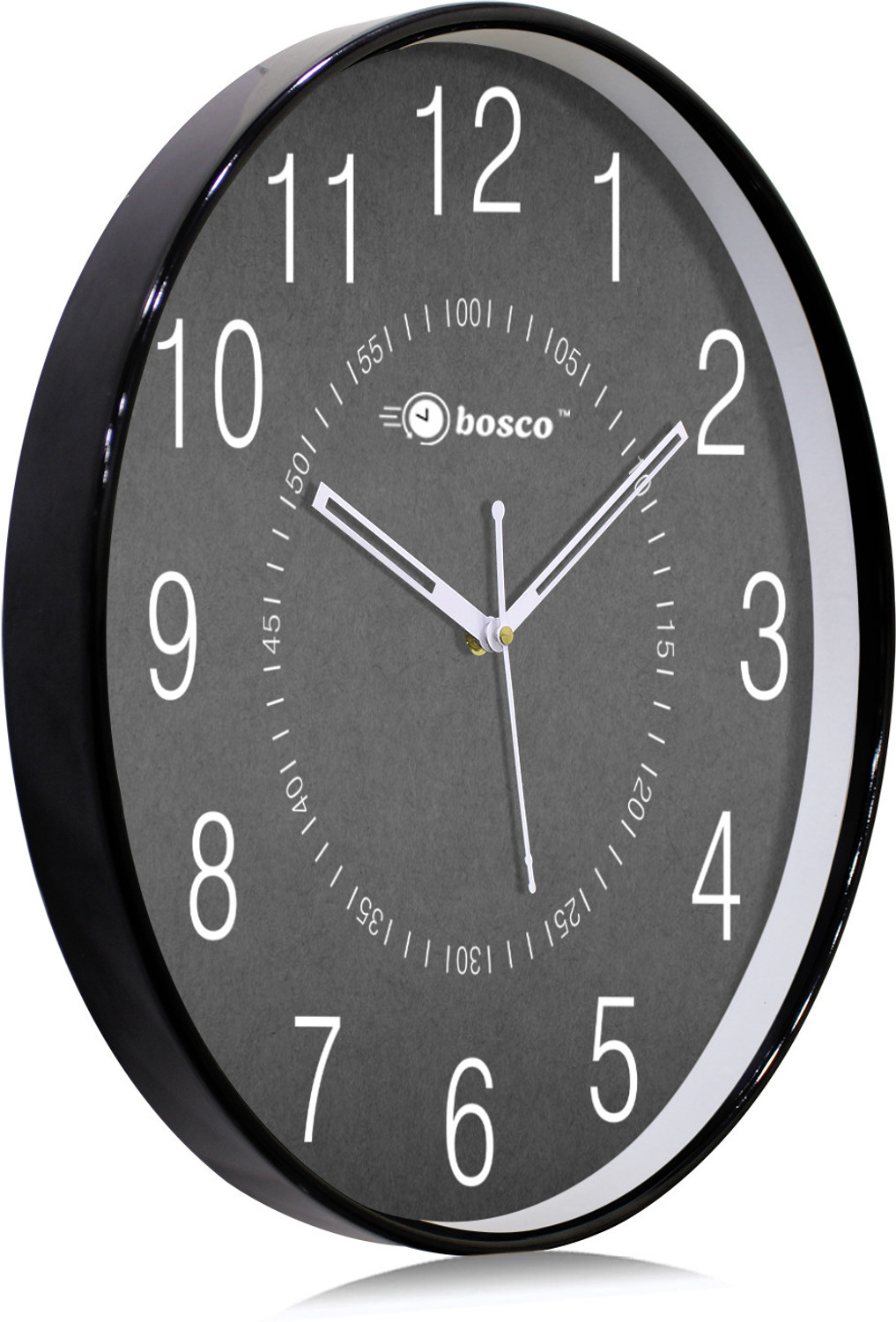 Image of BOSCO Analog 33 cm X 33 cm Wall Clock (Black, With Glass, Standard)
