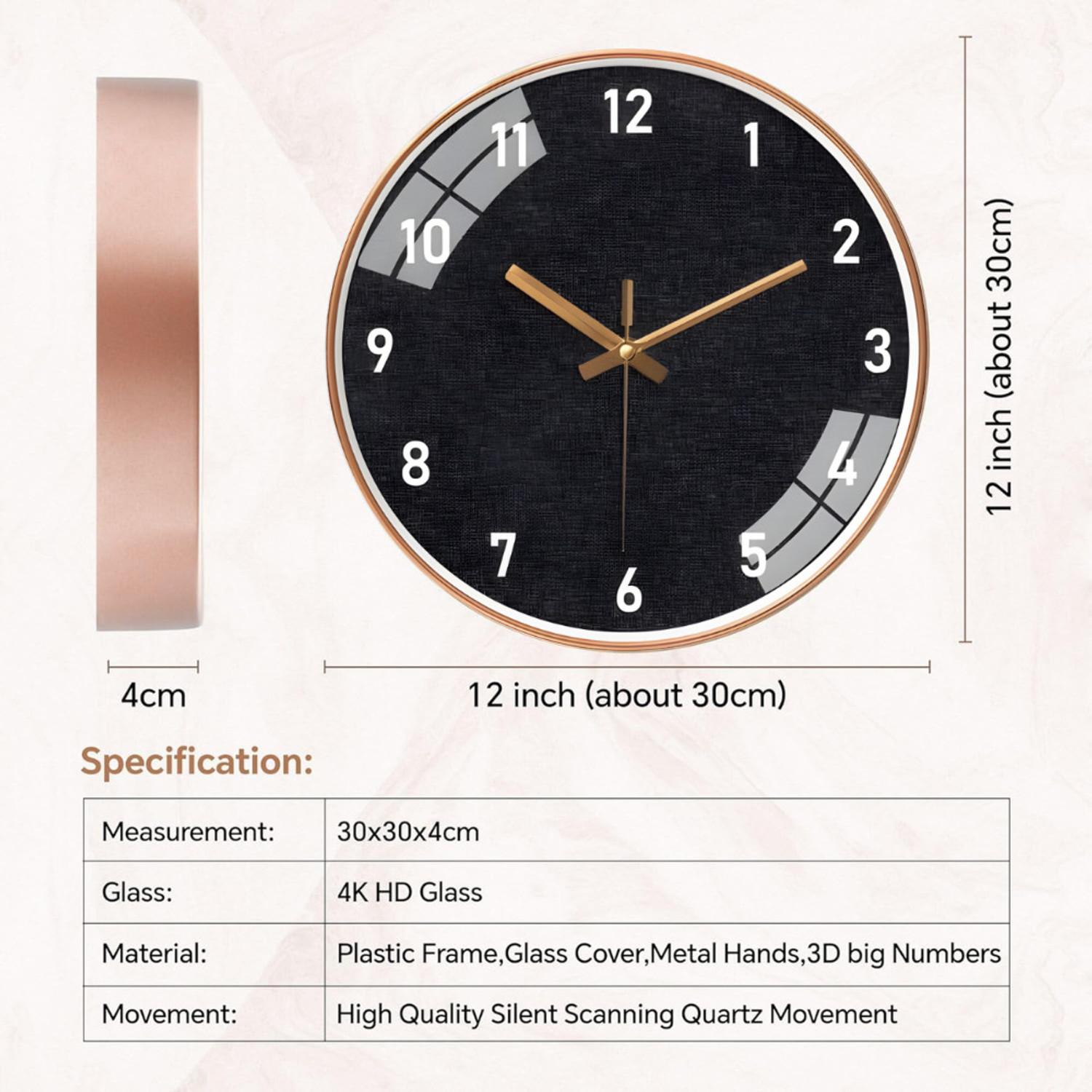 Image of GINOYABROTHERS Analog 30 cm X 30 cm Wall Clock