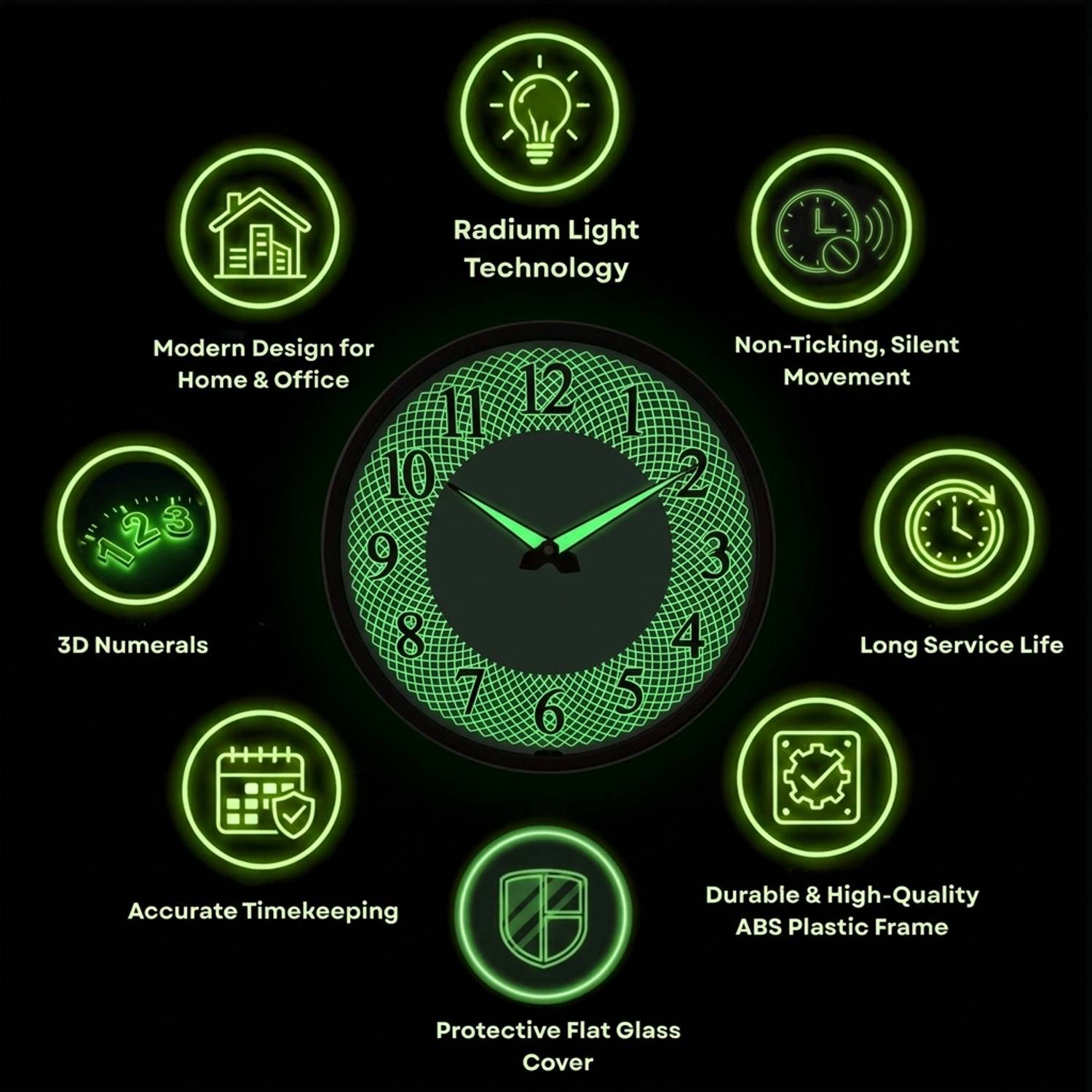 Zyoraelite 30x30 cm Analog Wall Clock Black - Image 4