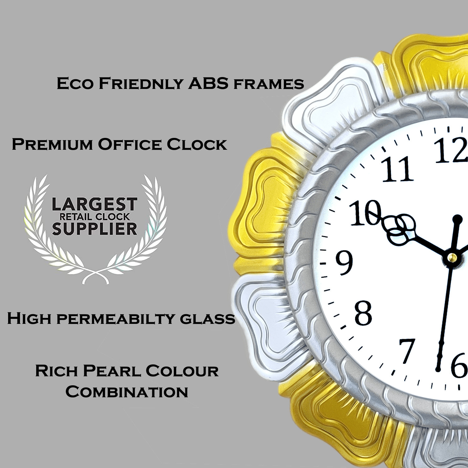 Wall Clock Color Full Kerensa Analog 26 cm X 26 cm Wall Clock (Yellow, Silver, With Glass ...