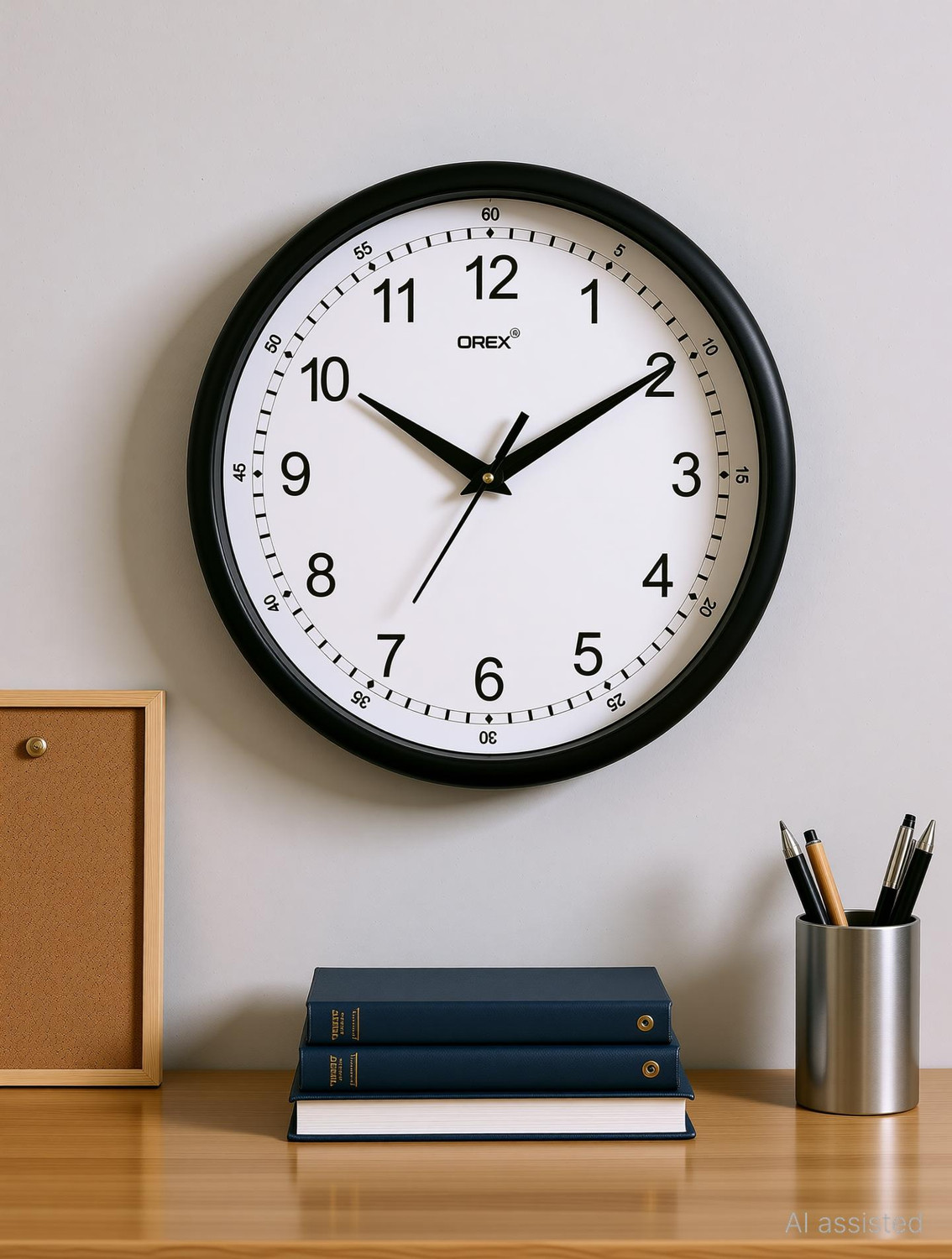 Image of OREX Analog 30 cm X 30 cm Wall Clock (Black, With Glass, Standard)