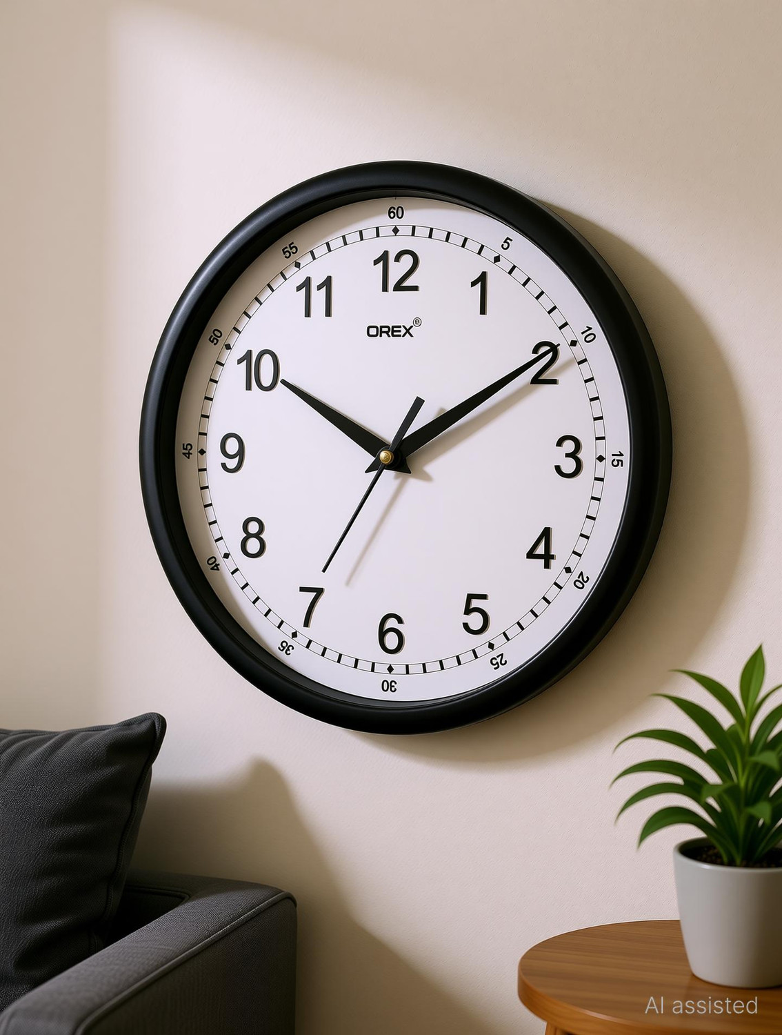 Image of OREX Analog 30 cm X 30 cm Wall Clock (Black, With Glass, Standard)