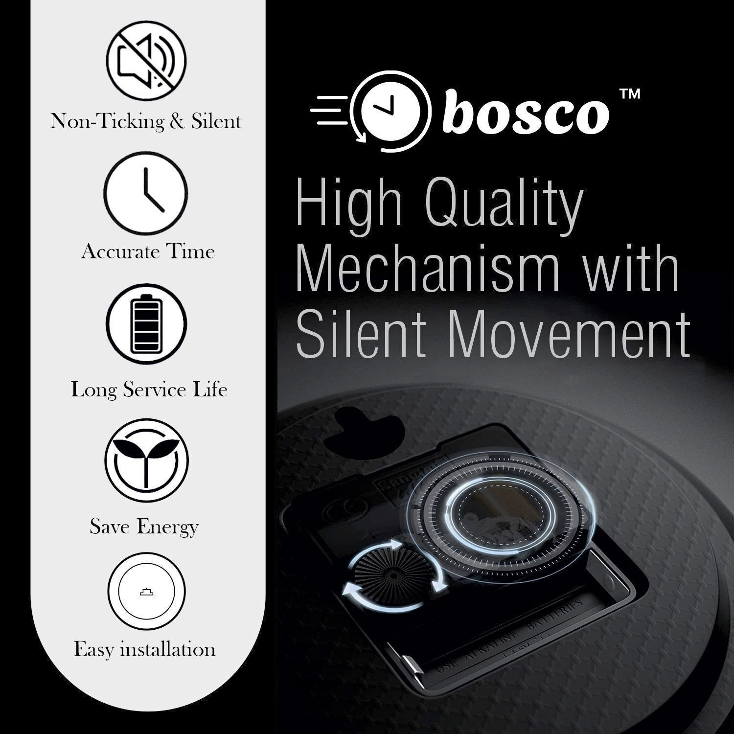 Image of BOSCO Analog 28 cm X 28 cm Wall Clock