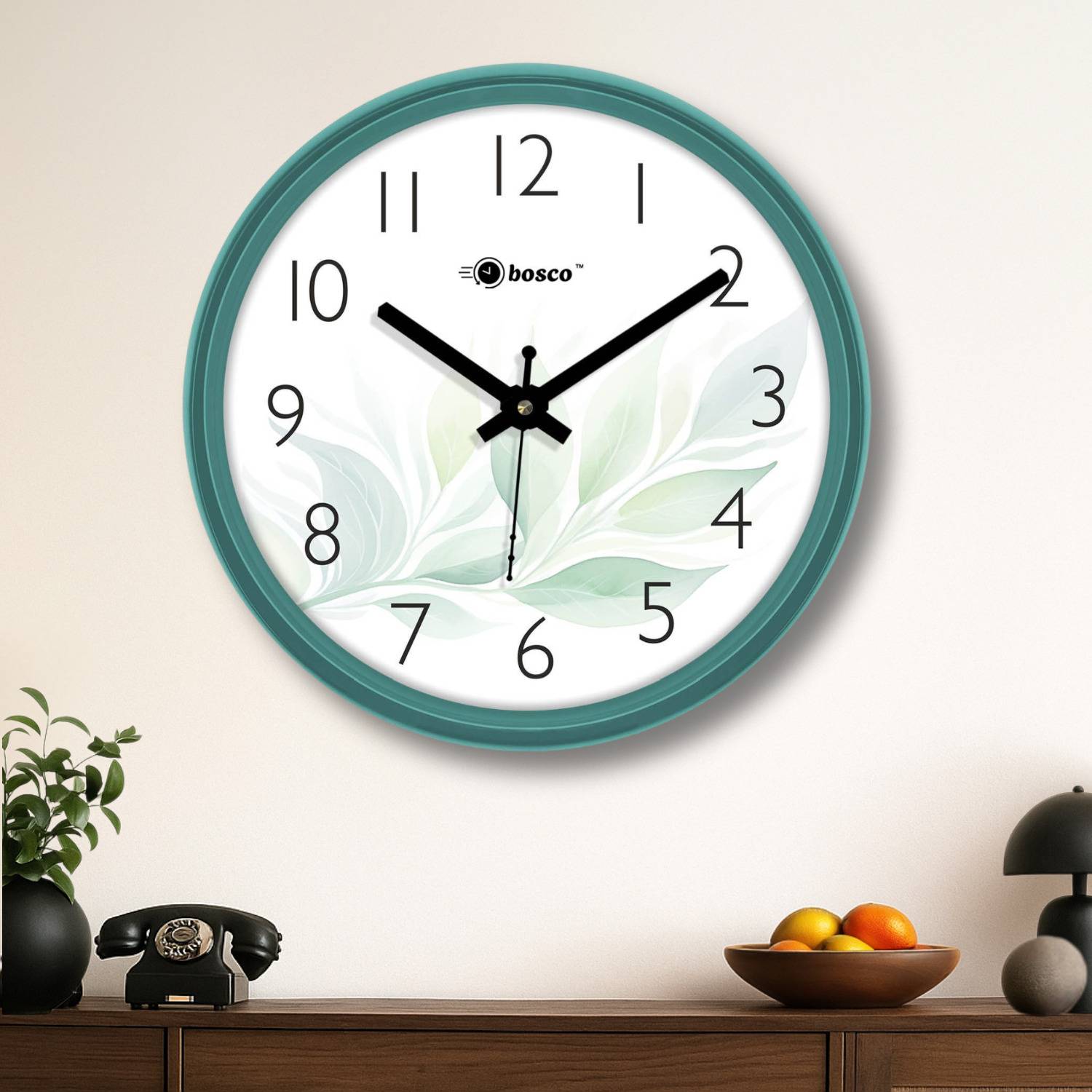 BOSCO Analog 30 cm X 30 cm Wall Clock (Light Green, With Glass, S
