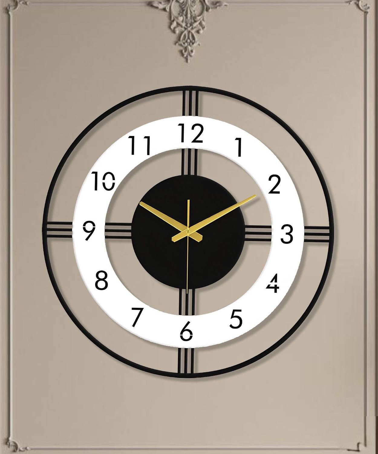 Auromin Analog 50 cm X 50 cm Wall Clock (White, Without Glass, St