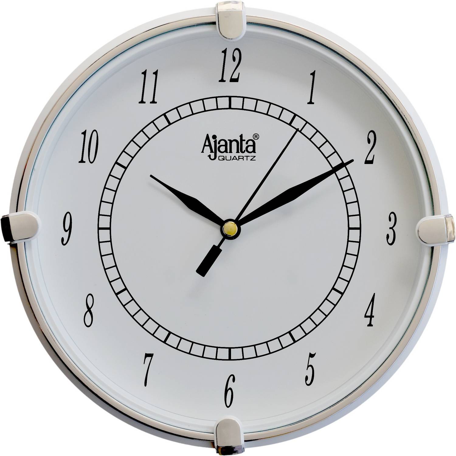 AJANTA Analog 19 cm X 19 cm Wall Clock (White, With Glass, Standa