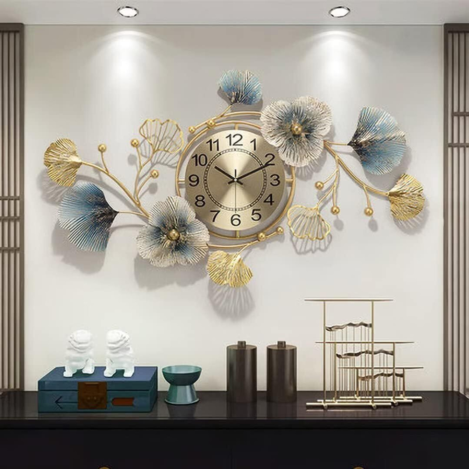 Image of Nifsa store Analog 50 cm X 80 cm Wall Clock (Gold, Without Glass, Standard)