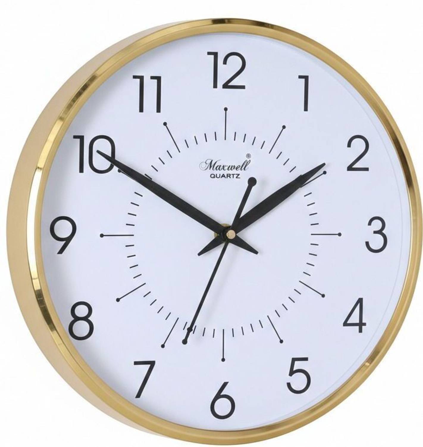 maxwell Quartz Analog 26 cm X 26 cm Wall Clock (Gold, With Glass,