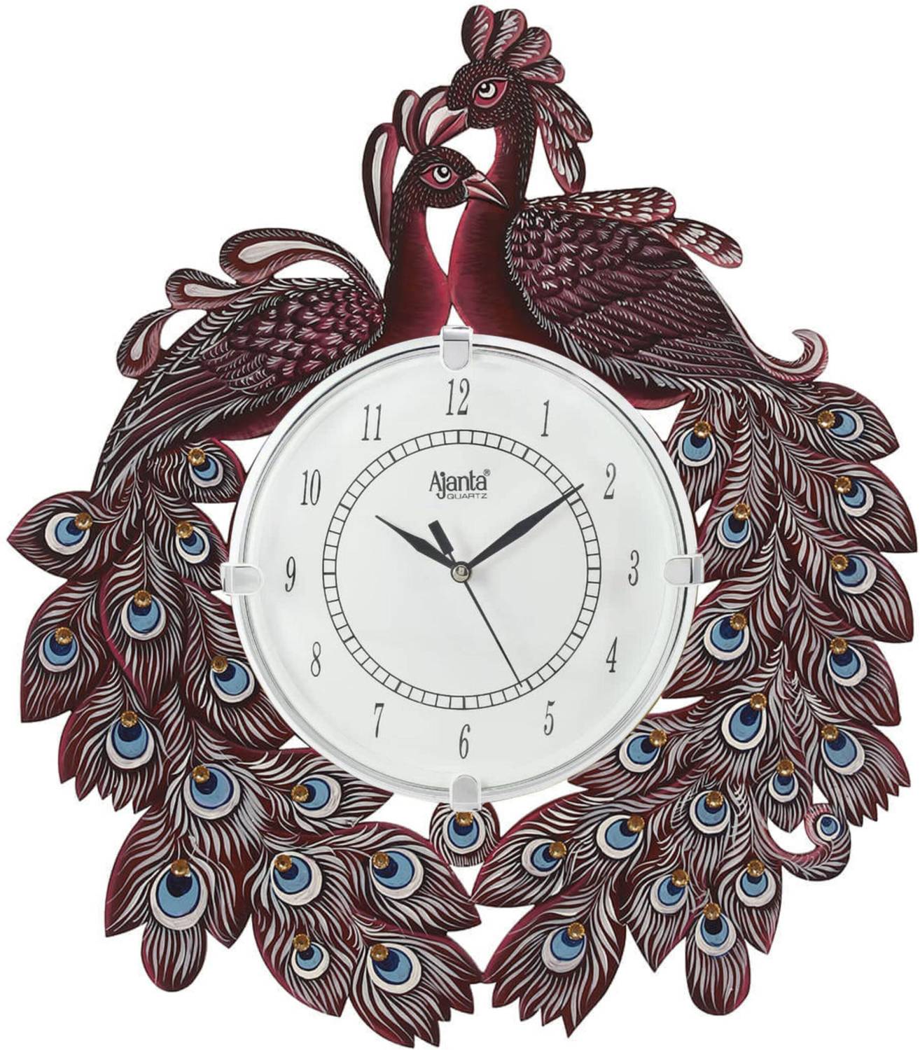 AJANTA Analog 37 cm X 32 cm Wall Clock (Brown, With Glass, Standa
