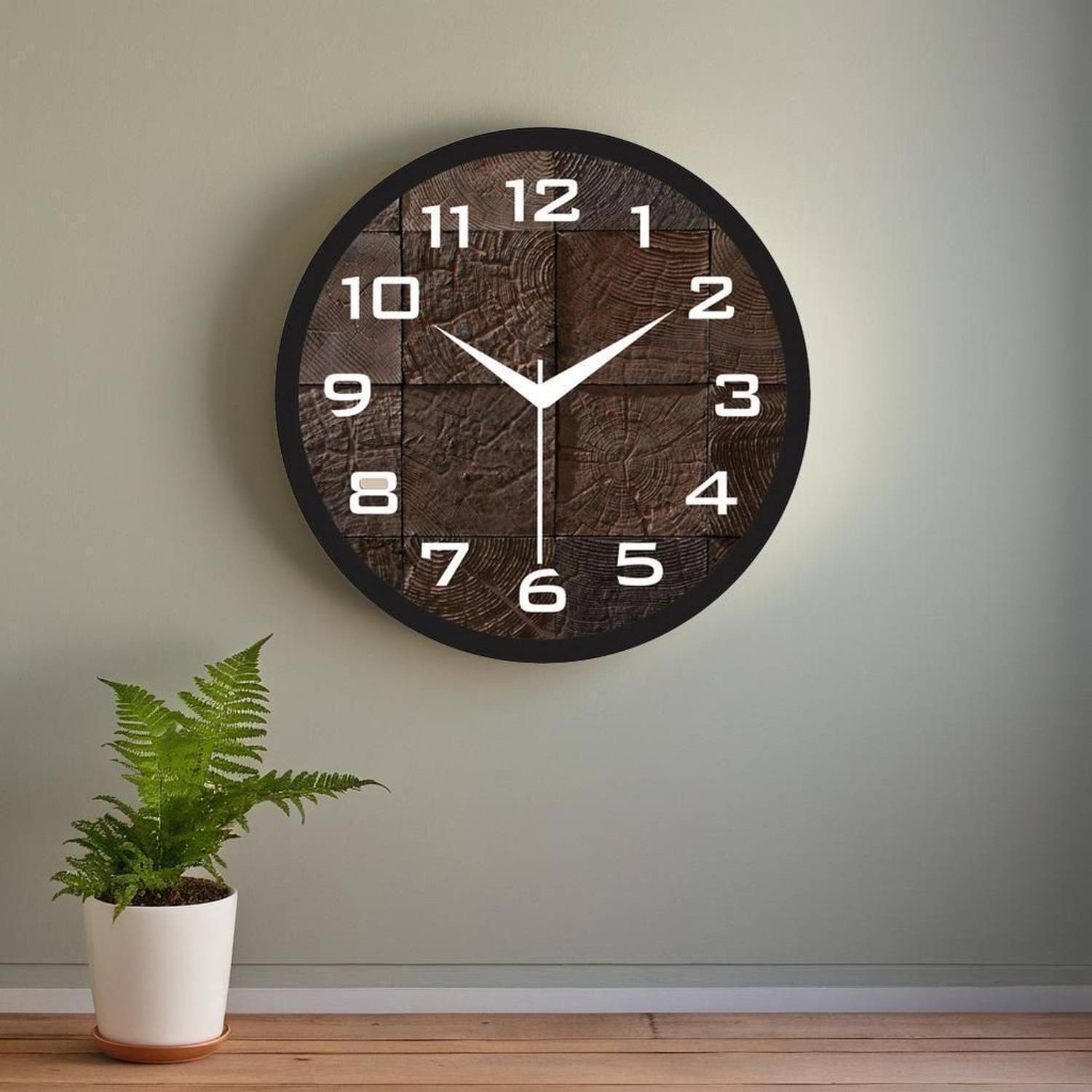 Sirohiya Analog 28 cm X 28 cm Wall Clock (Brown, With Glass, Stan