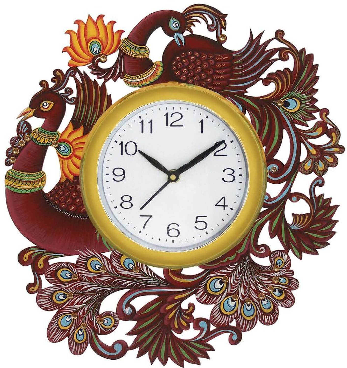 Hermoso Analog 35.5 cm X 33 cm Wall Clock (Multicolor, With Glass