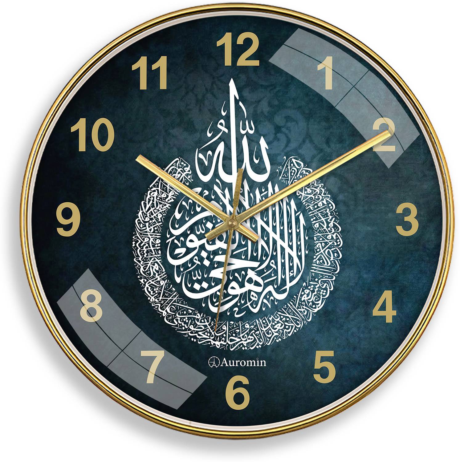 Auromin Analog 30 cm X 30 cm Wall Clock (Blue, With Glass, Standa