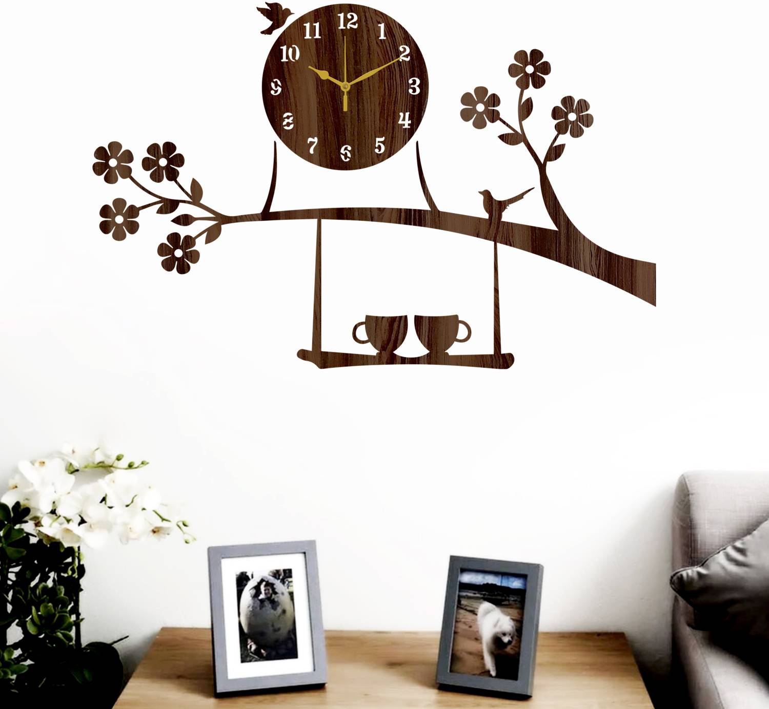 Yamizen Analog 43 cm X 68 cm Wall Clock (Brown, Without Glass, St