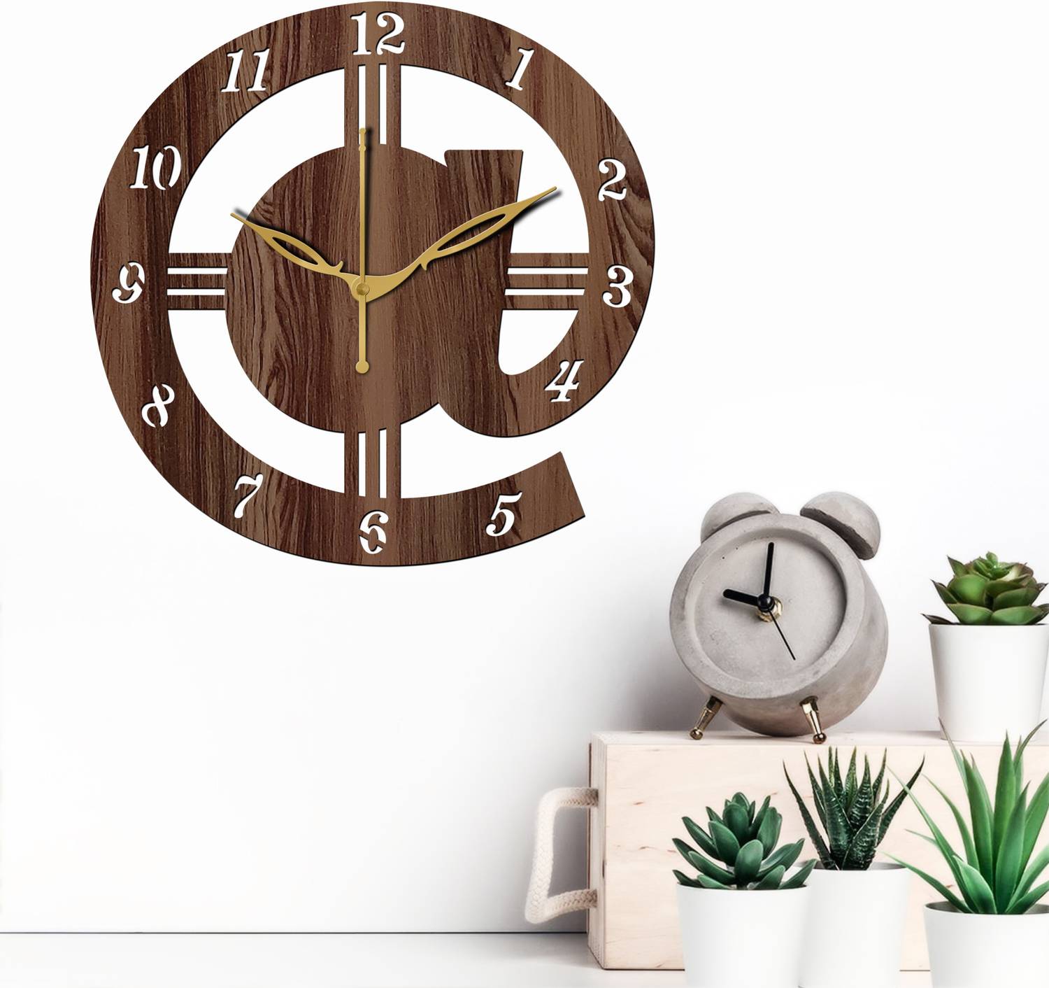 Yamizen Analog 25 cm X 25 cm Wall Clock (Brown, Without Glass, St