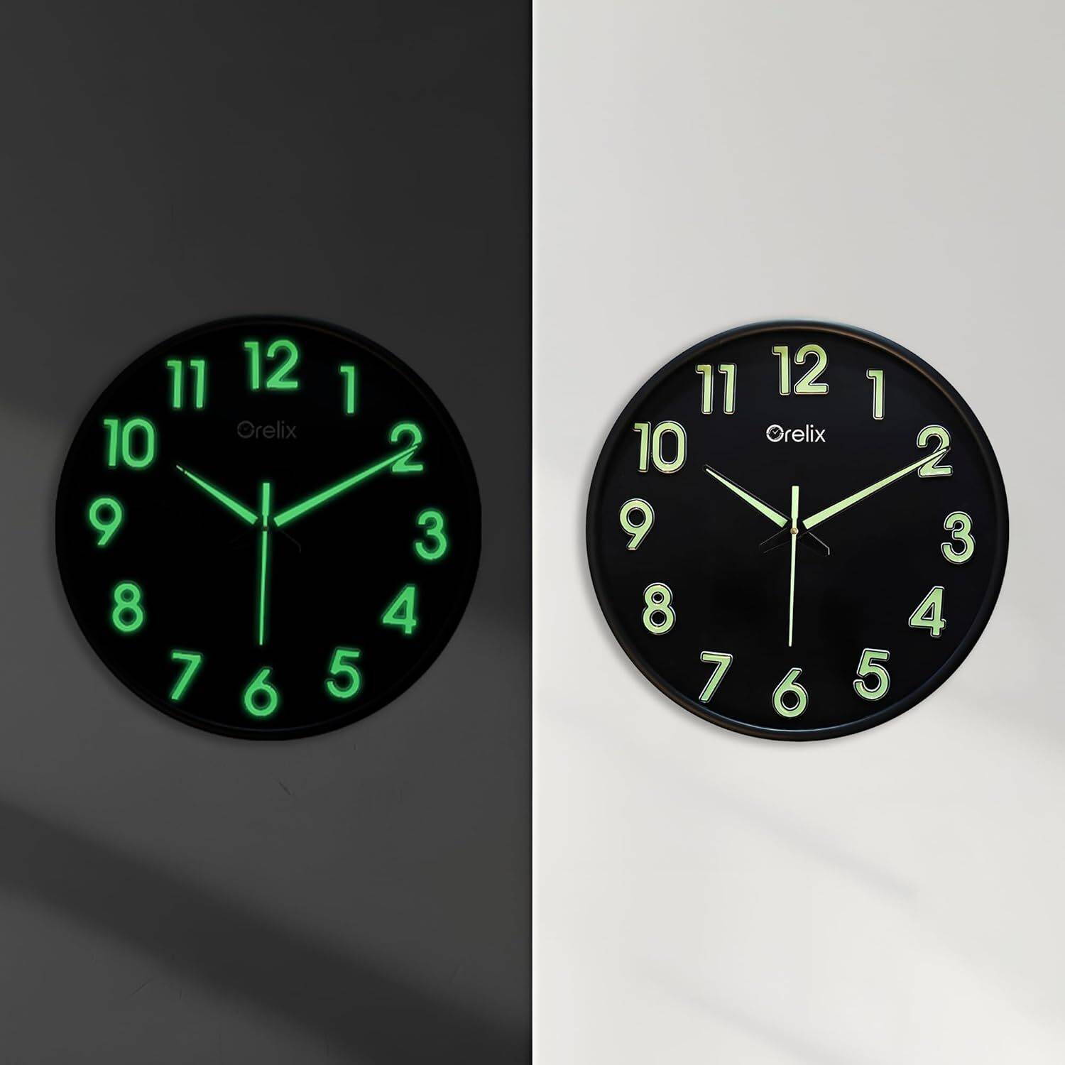 Orelix Analog 30 cm X 30 cm Wall Clock (Black, With Glass, Standa
