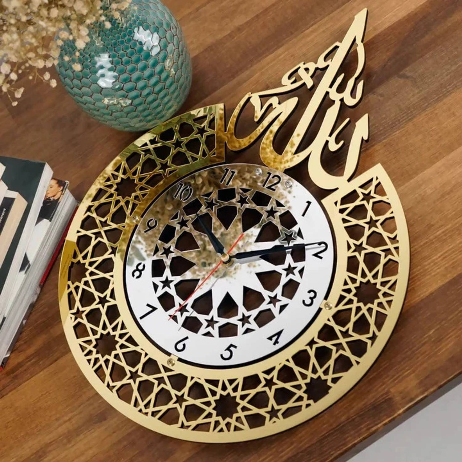 Auromin Analog 65 cm X 65 cm Wall Clock (Gold, Without Glass, Sta