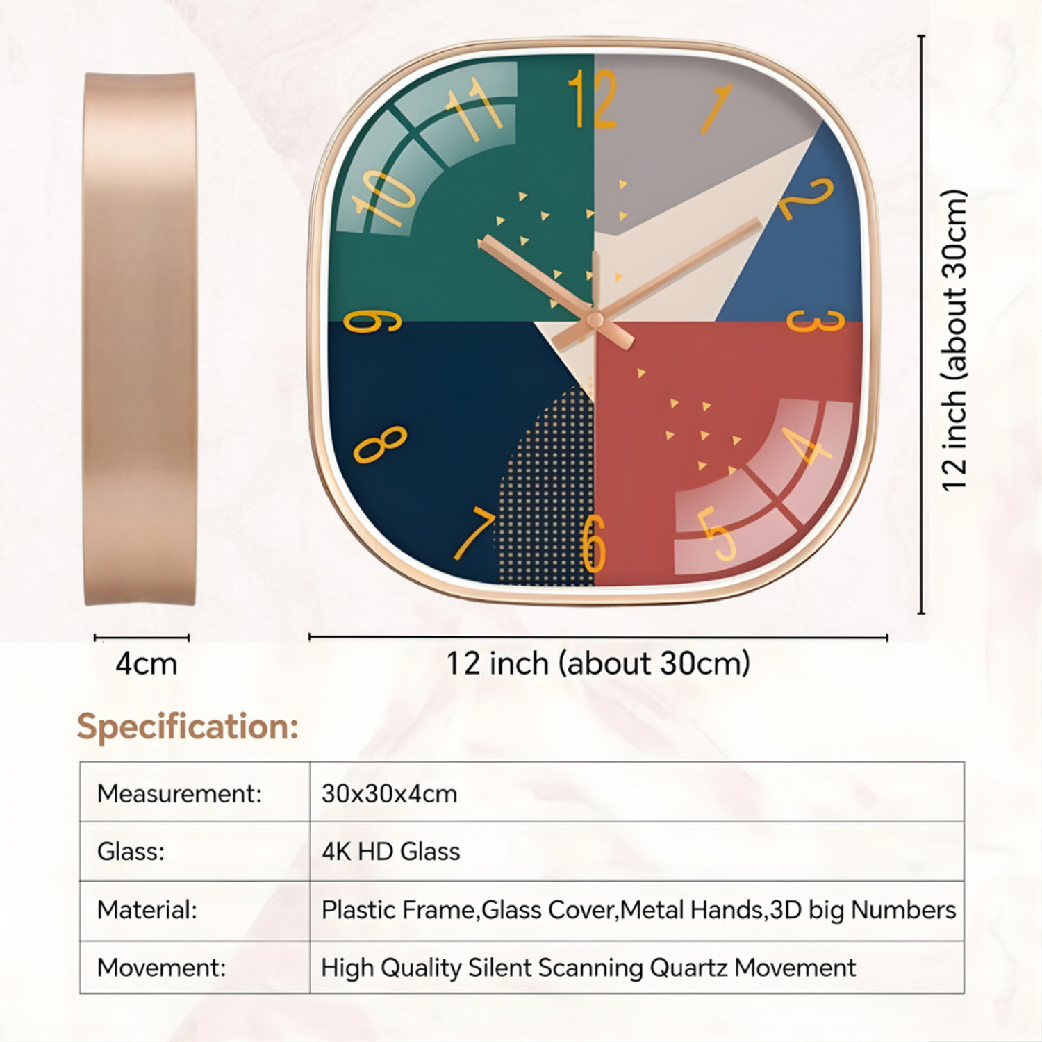 Image of GINOYABROTHERS Analog 30 cm X 30 cm Wall Clock