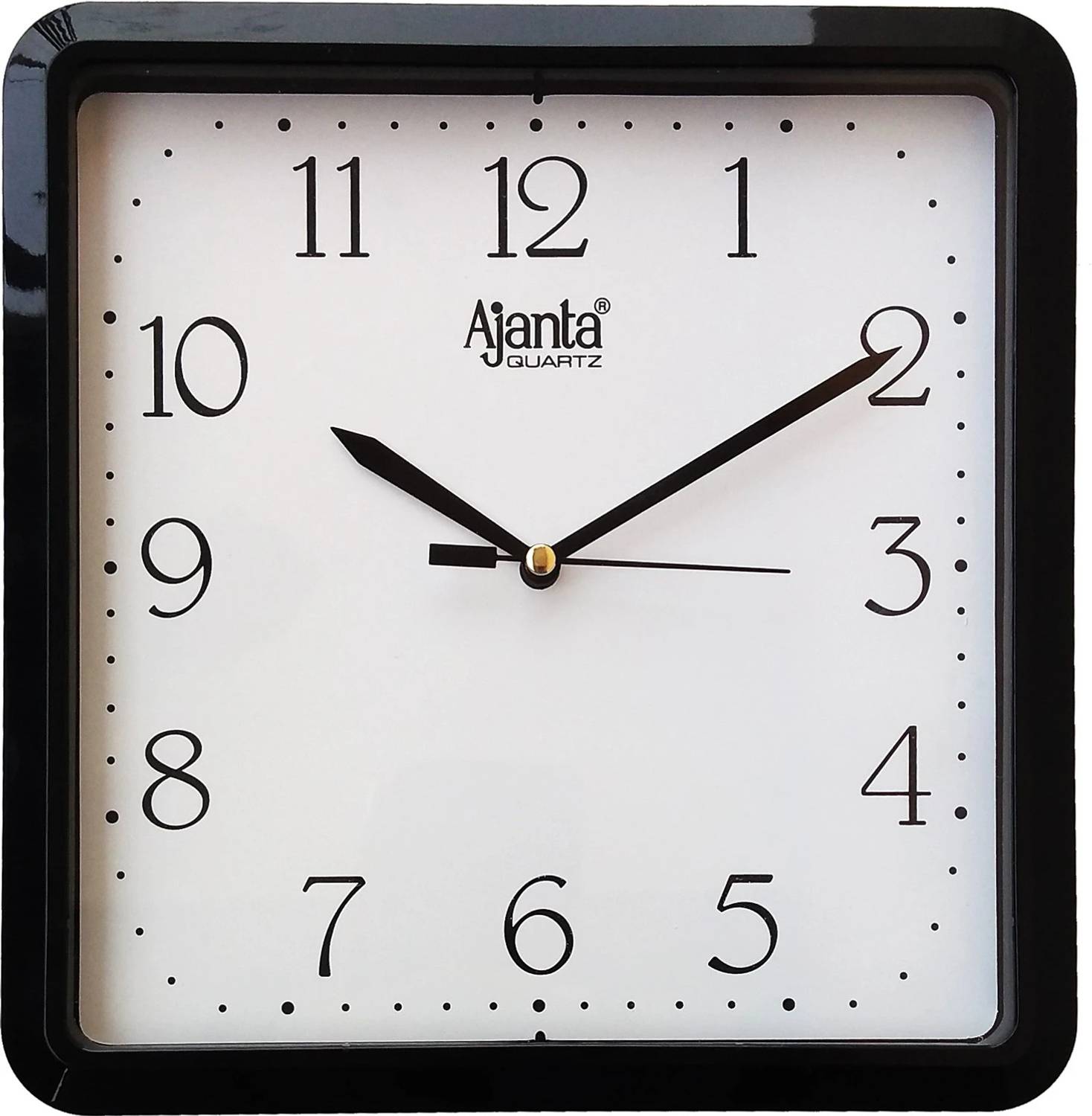 AJANTA Analog 22 cm X 22 cm Wall Clock (Black, With Glass, Standa