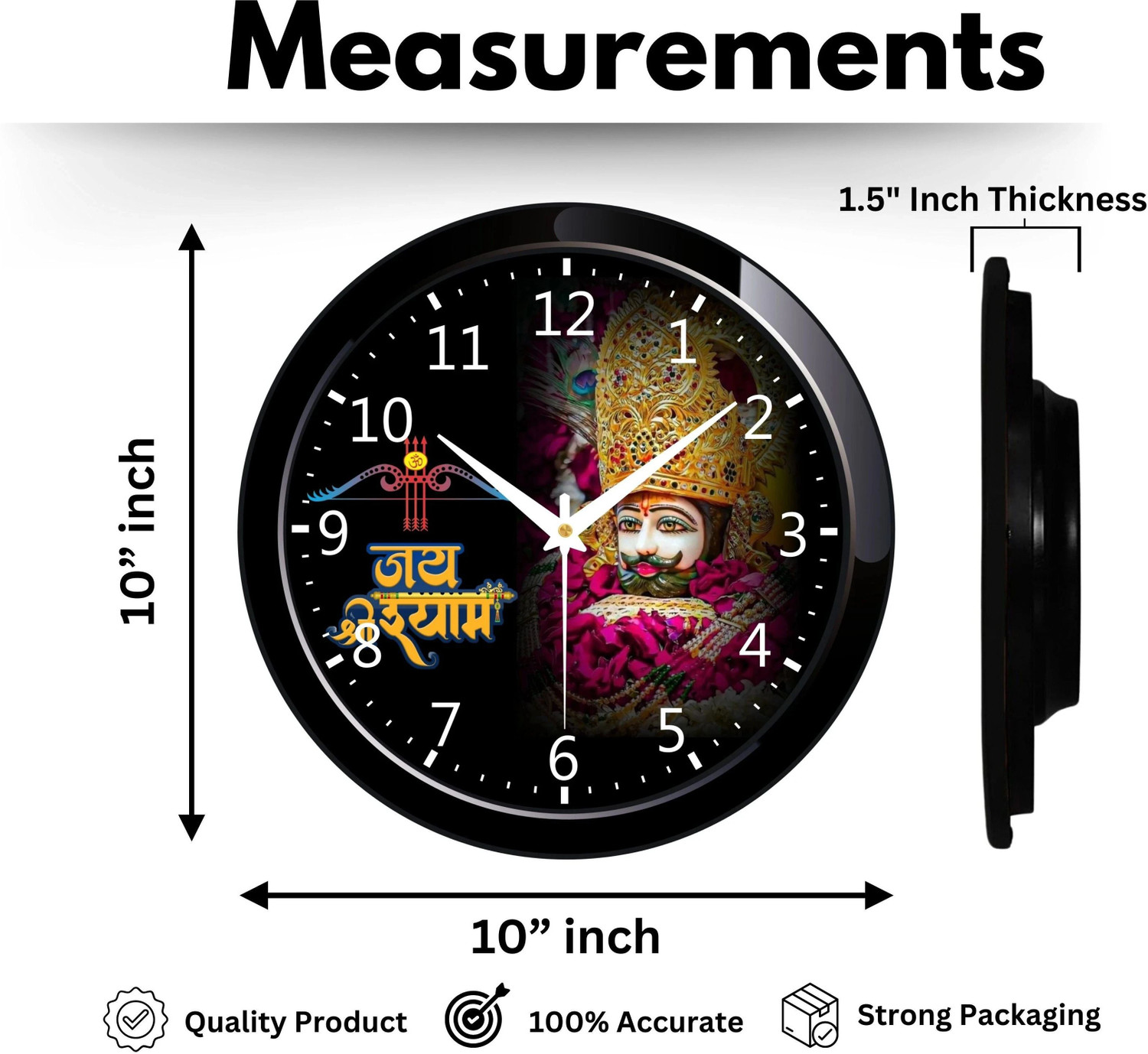 Image of TrendsTube Analog 25 cm X 25 cm Wall Clock (Black, With Glass, Standard)