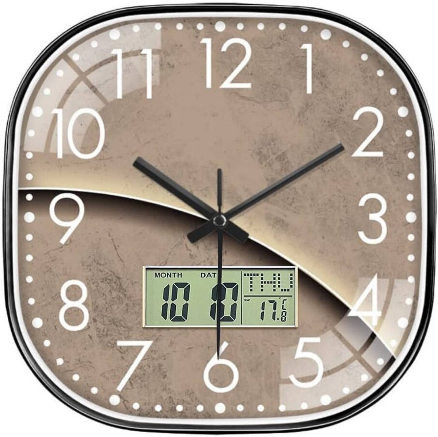 AshandRoh 32cm Yellow Analog-Digital Wall Clock - Image 3