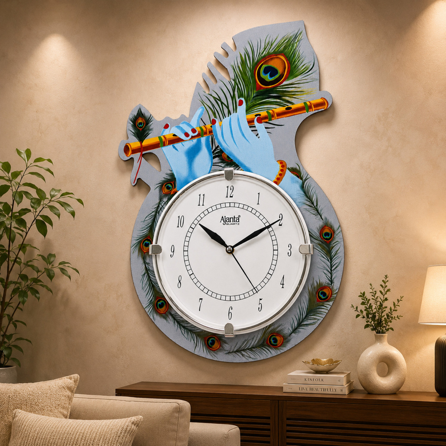 Image of AJANTA Analog 40 cm X 25 cm Wall Clock (Multicolor, With Glass, Standard)