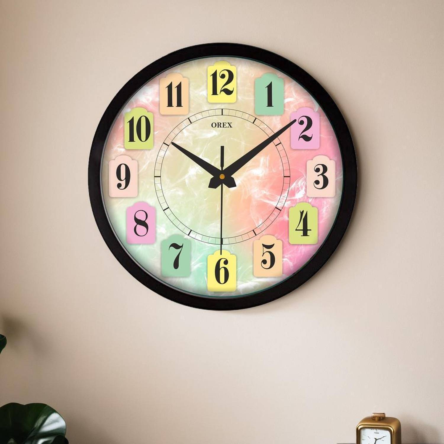 OREX Analog 30.5 cm X 30.5 cm Wall Clock (Black, With Glass, Stan