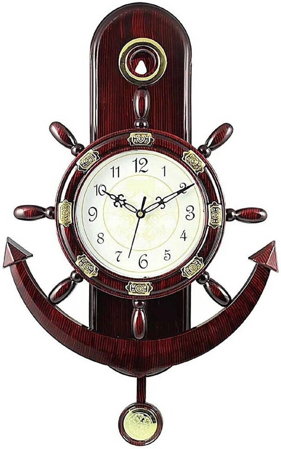 Factorywala Analog 40 cm X 30 cm Wall Clock (Brown, With Glass, S