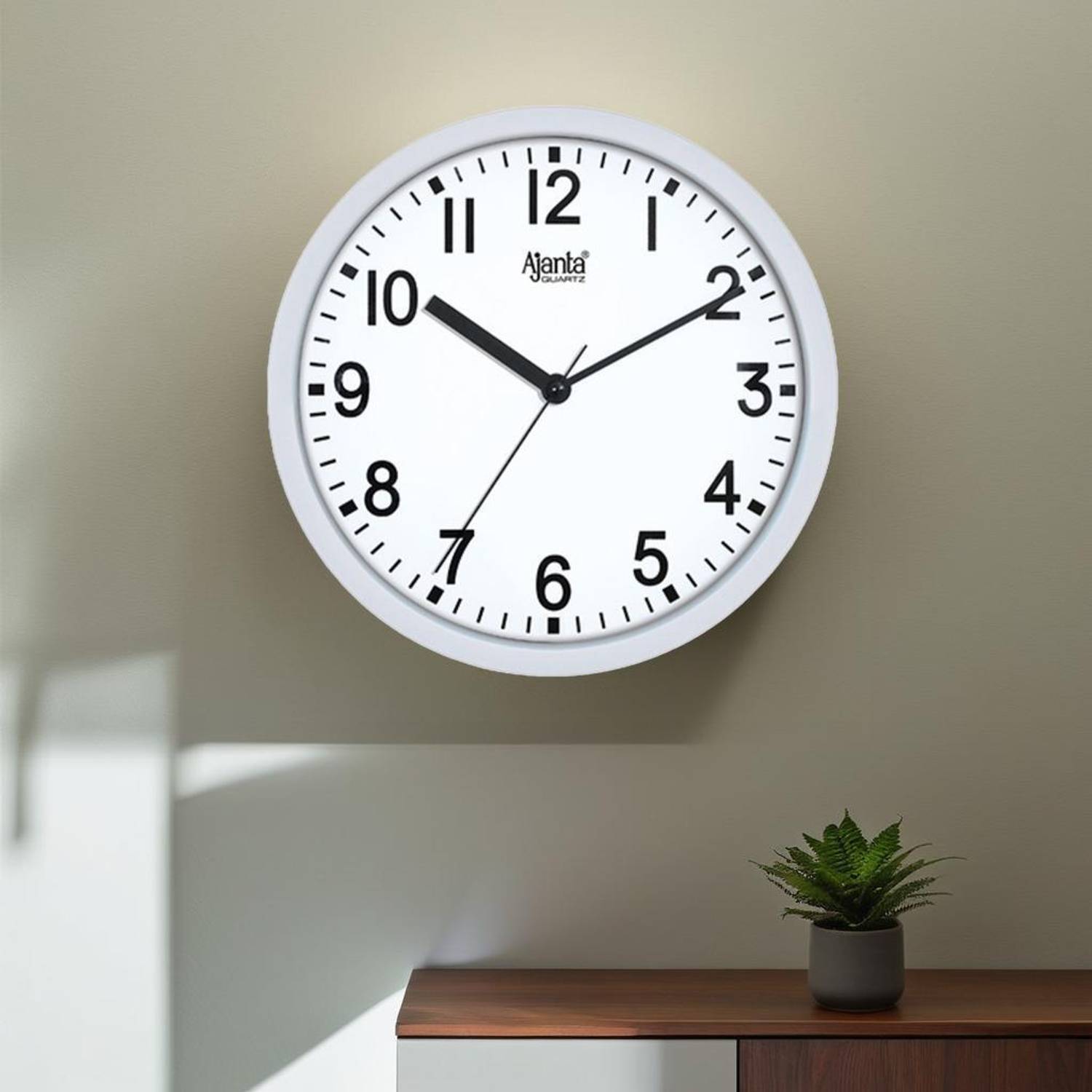 AJANTA Analog 23 cm X 23 cm Wall Clock (White, With Glass, Standa