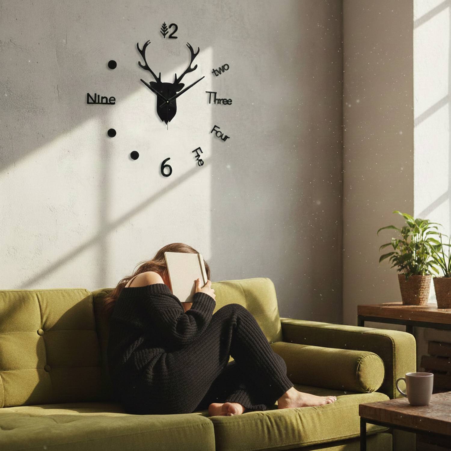FASTQT 60x60 cm Analog Wall Clock Black - Image 5