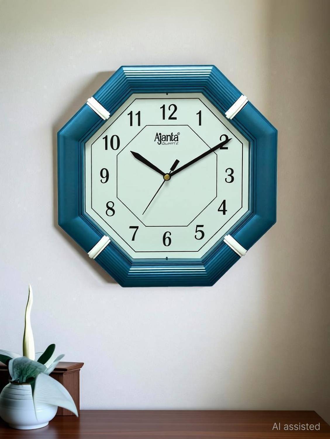 AJANTA Analog 24 cm X 24 cm Wall Clock (Blue, With Glass, Standar
