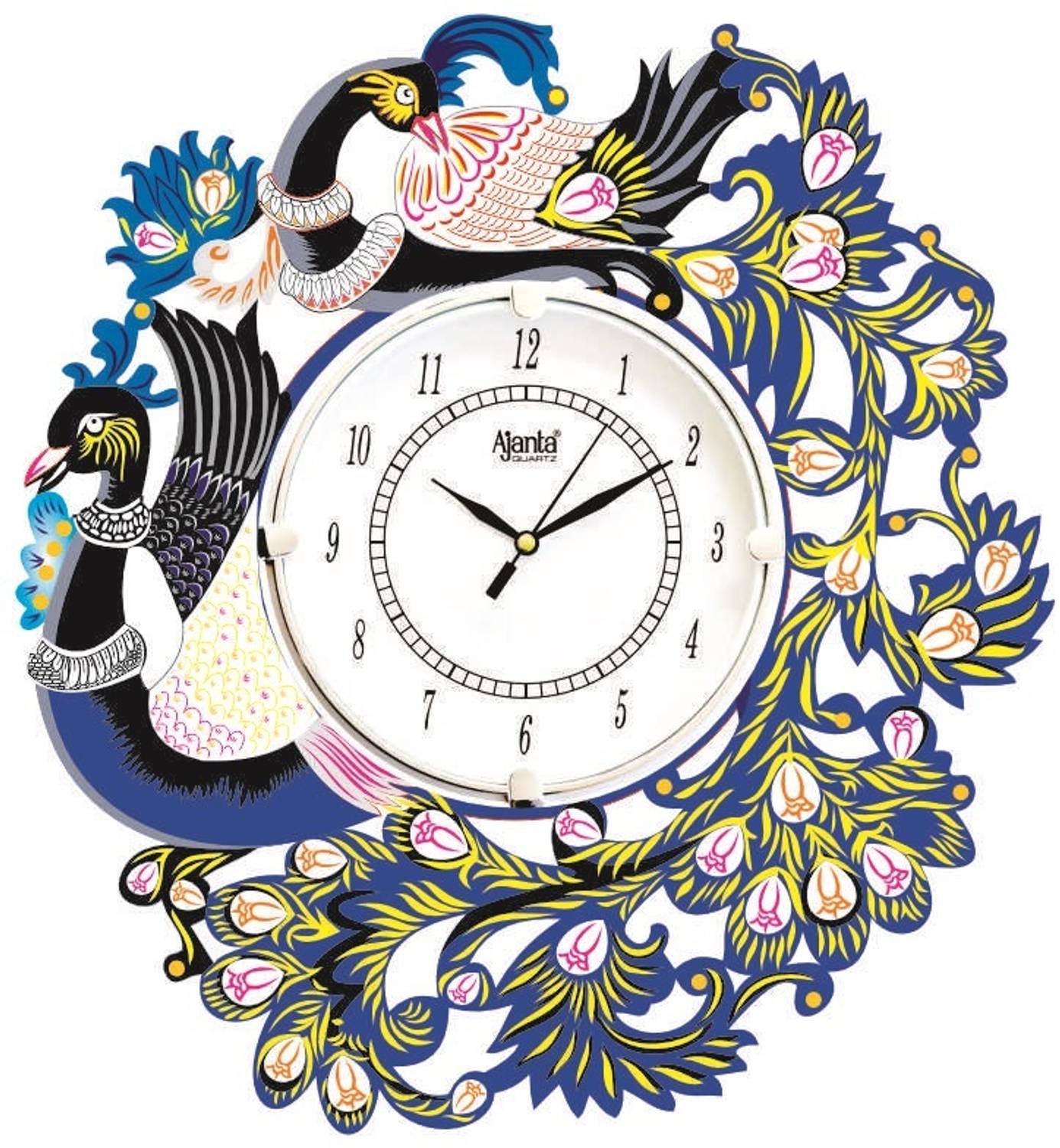 AJANTA Analog 35 cm X 33 cm Wall Clock (Dark Blue, With Glass, St