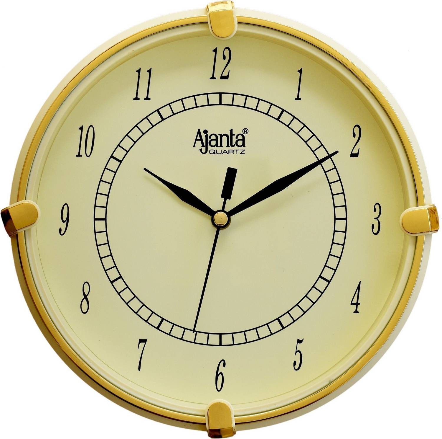 AJANTA Analog 19 cm X 19 cm Wall Clock (Gold, With Glass, Standar