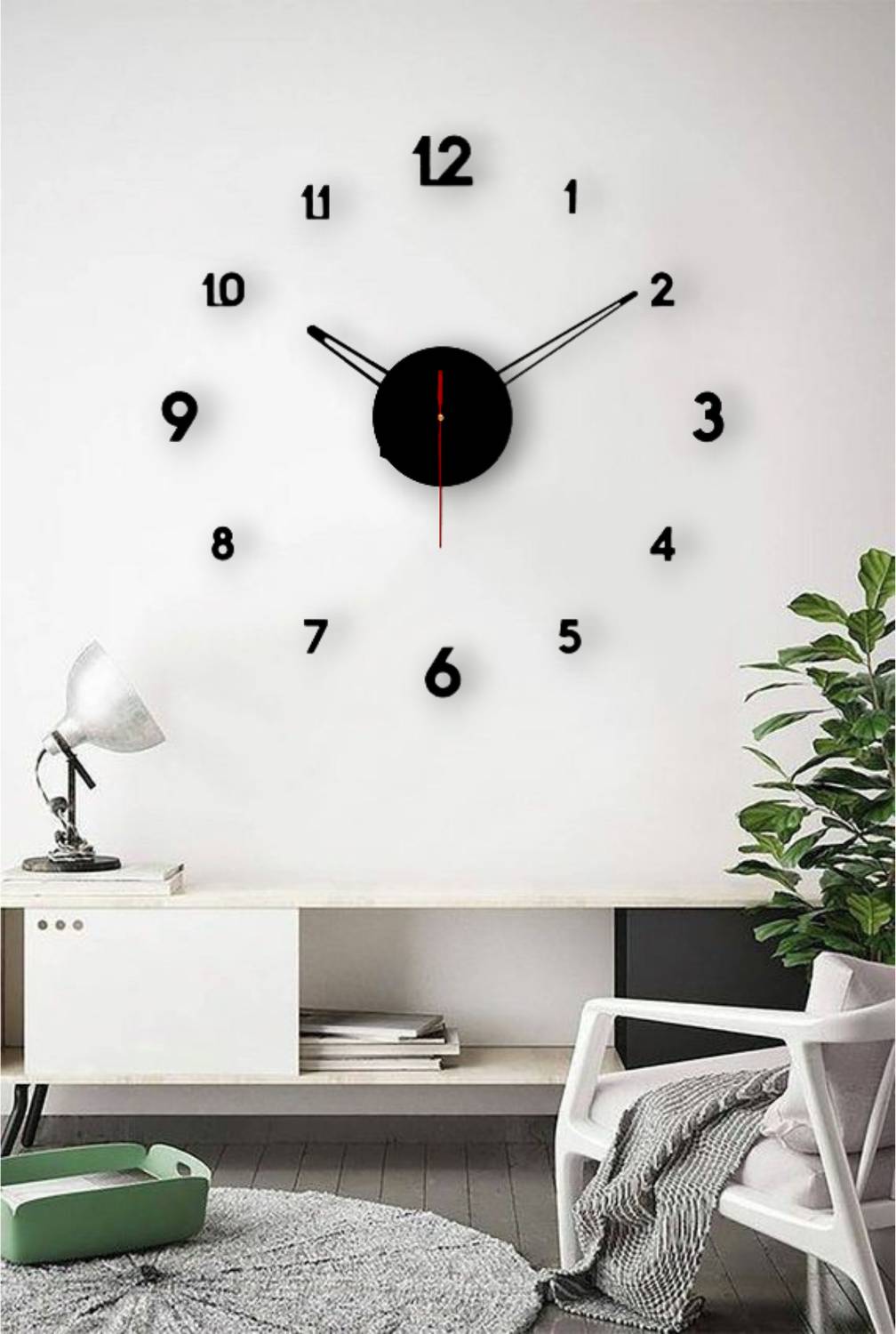 T Line Decor Analog 60 cm X 60 cm Wall Clock (Black, Without Glas