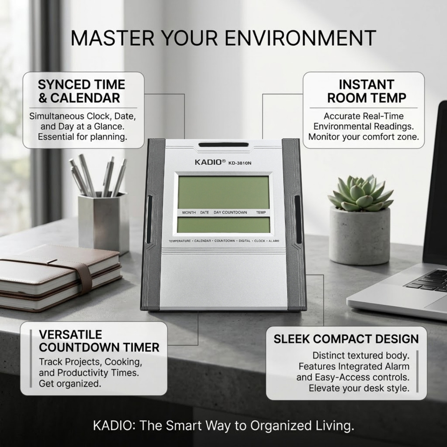 Image of Kadio Digital 15 cm X 16 cm Wall Clock