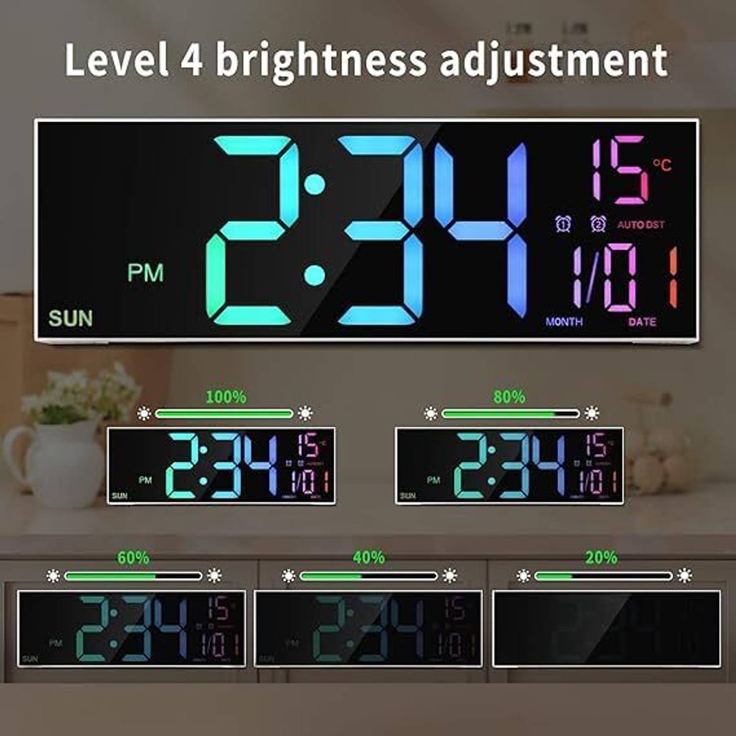 WOLBLIX 12x16 cm Digital Wall Clock - Image 3