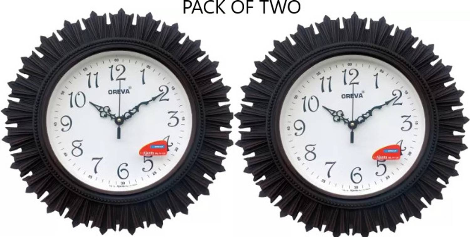 AJANTA Analog 32 cm X 32 cm Wall Clock (Black, With Glass, Standa