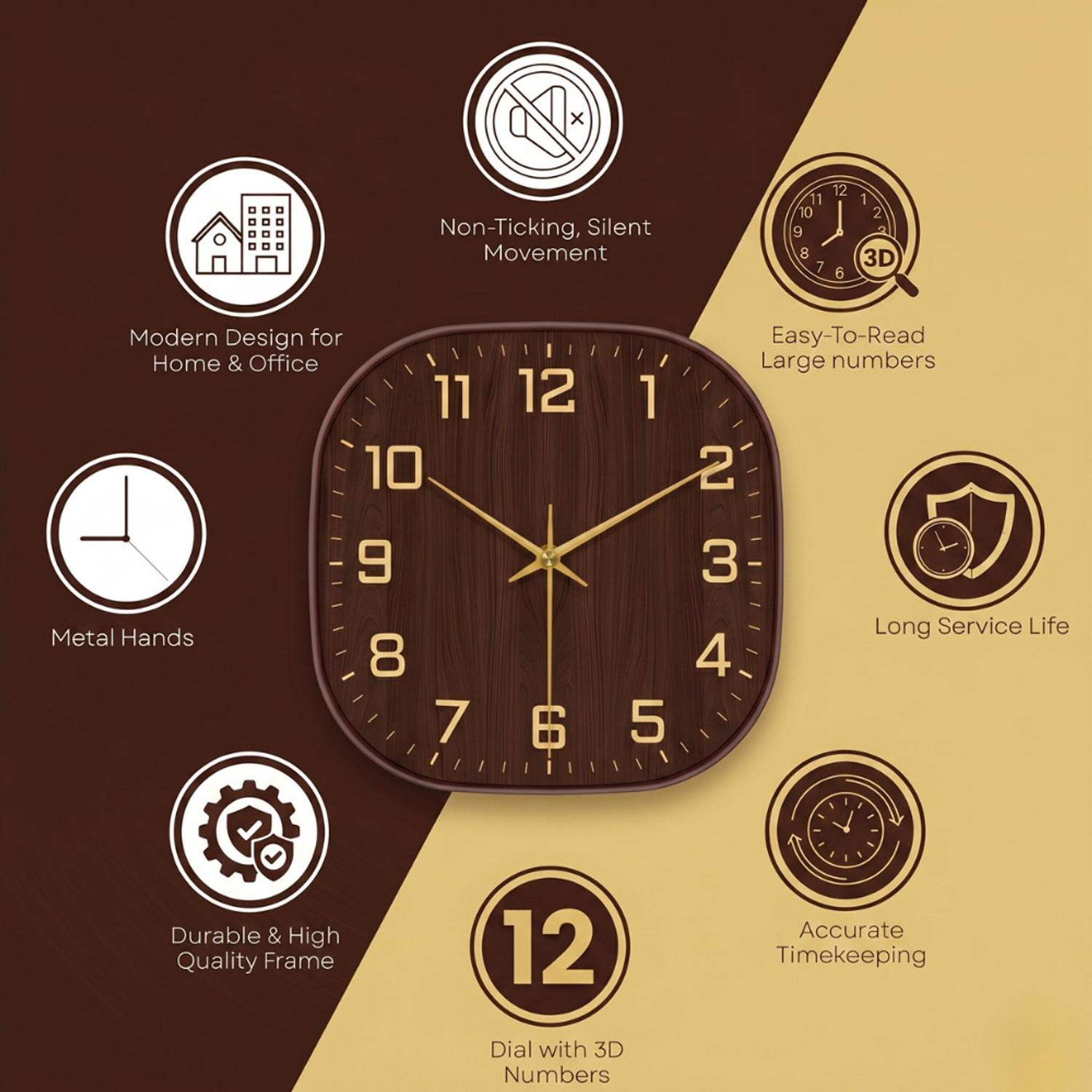 Image of GINOYABROTHERS Analog 30 cm X 30 cm Wall Clock