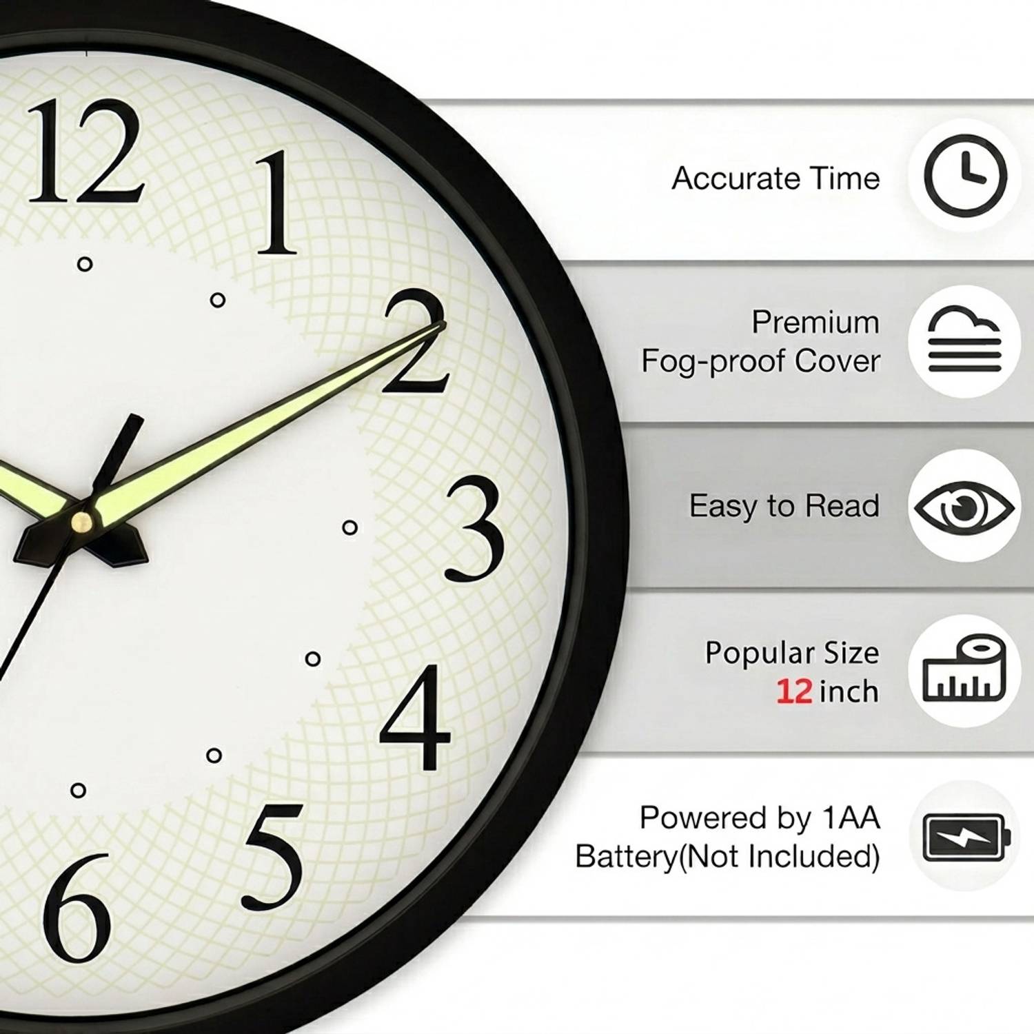 Zyoraelite 30x30 cm Analog Wall Clock Black - Image 2