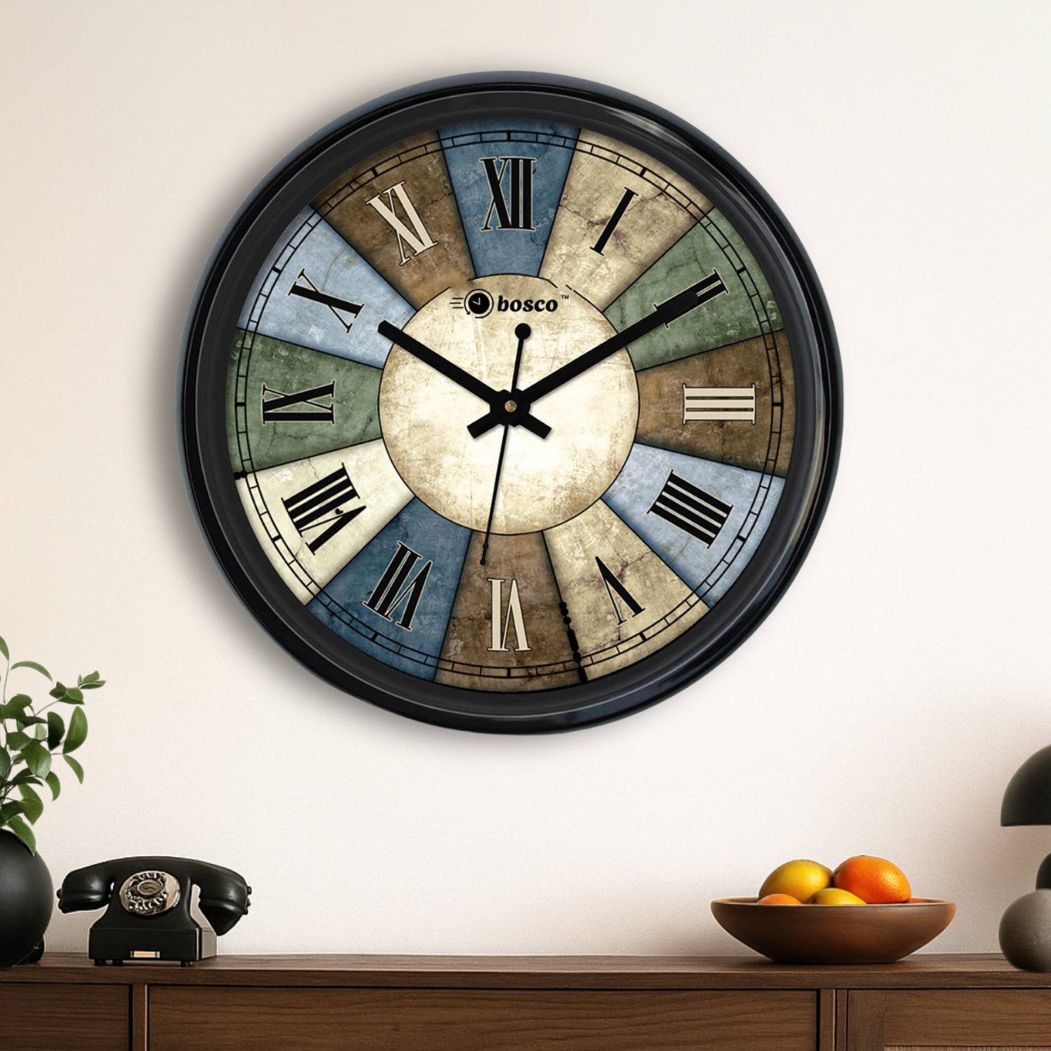 BOSCO Analog 30 cm X 30 cm Wall Clock (Multicolor, With Glass, St