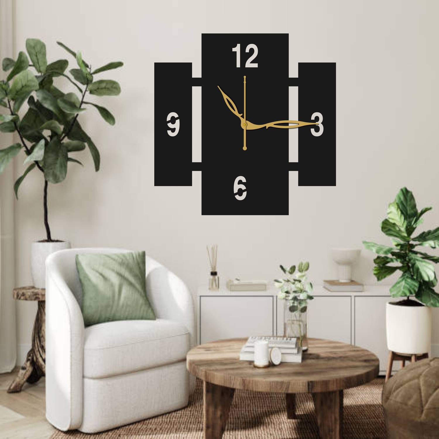 leax Analog 25 cm X 25 cm Wall Clock (Black, Without Glass, Stand