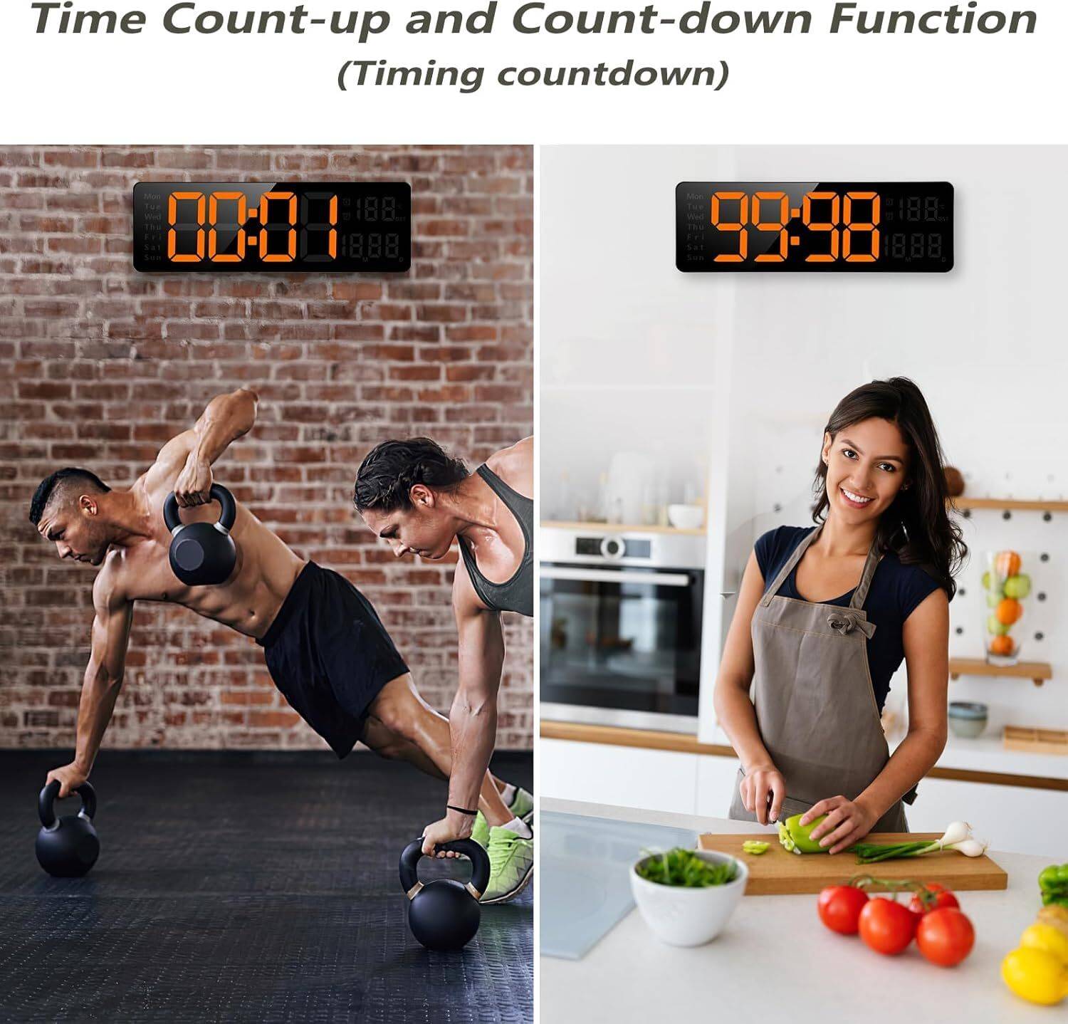 JANCOM 12x38 cm Digital Wall Clock Orange - Image 5