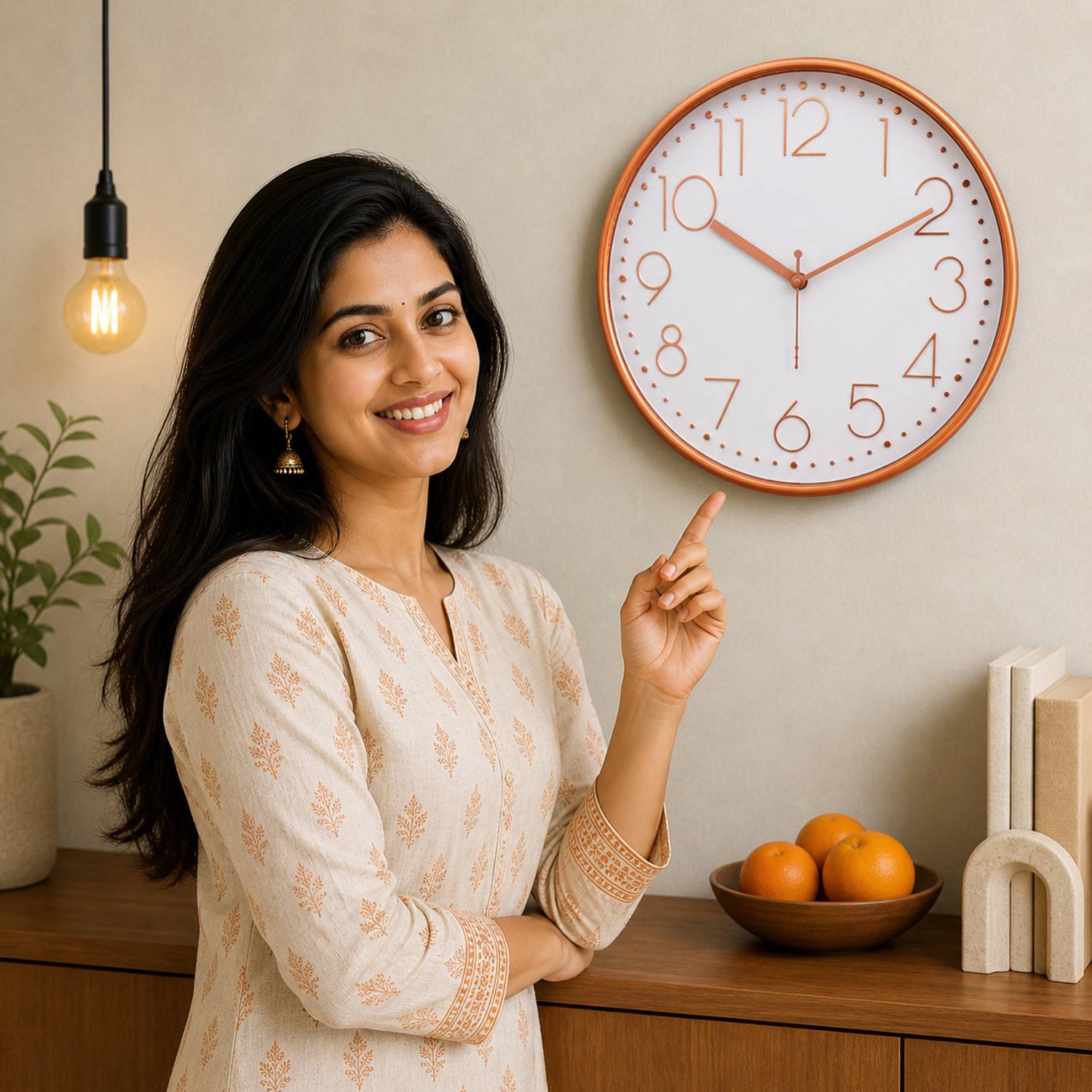 BOSCO Analog 30 cm X 30 cm Wall Clock (Beige, With Glass, Standar