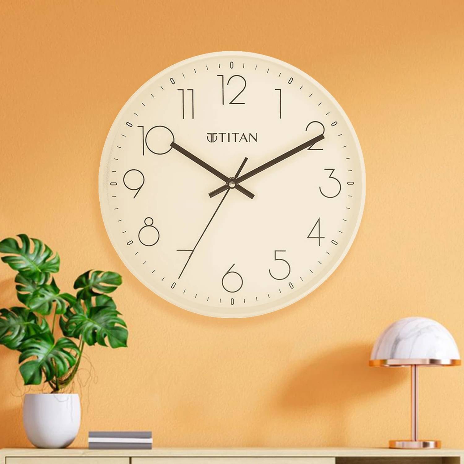 Titan Analog 30.5 cm X 30.5 cm Wall Clock (White, With Glass, Sta