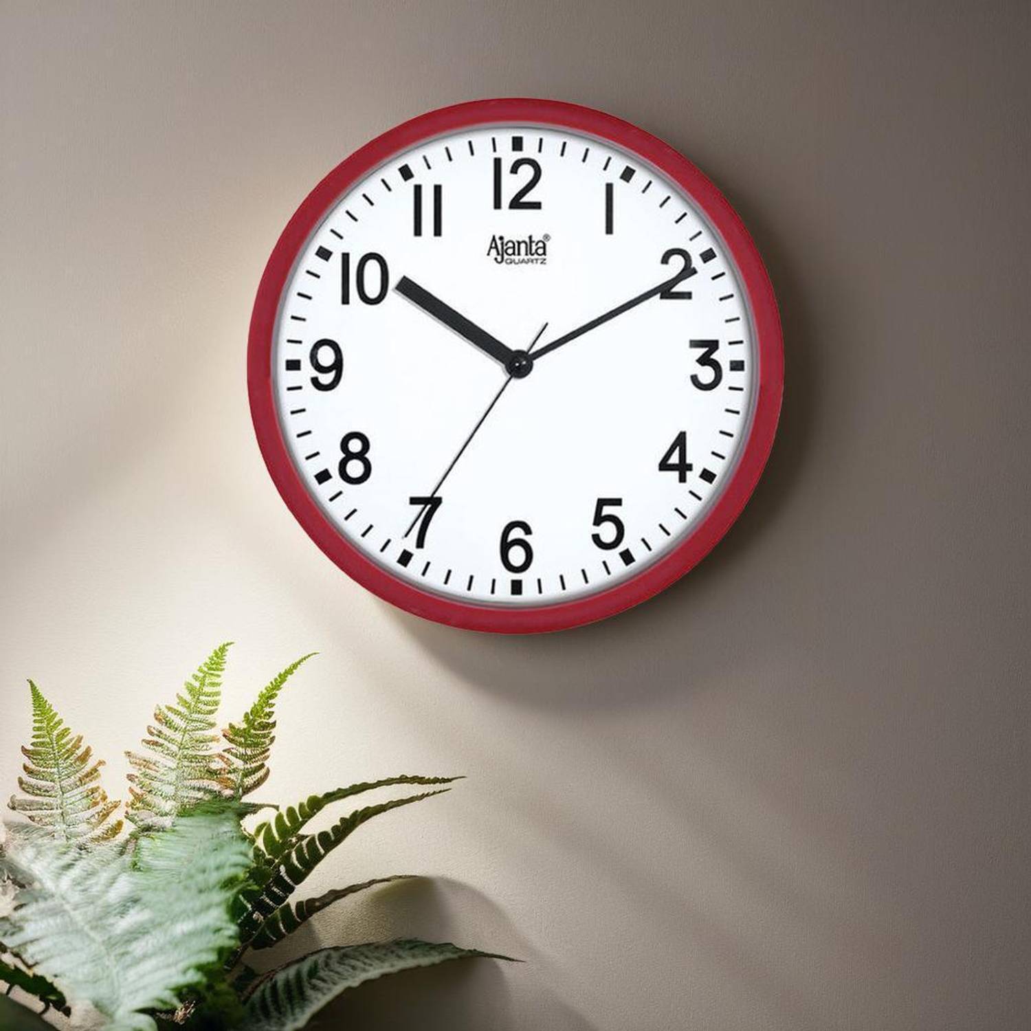 AJANTA Analog 23 cm X 23 cm Wall Clock (Red, With Glass, Standard