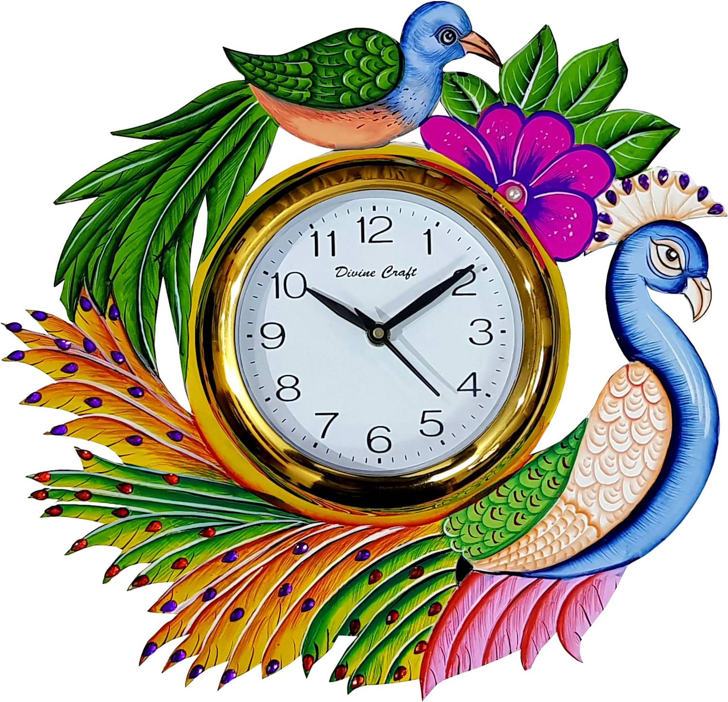 DivineCrafts Analog 33 cm X 33 cm Wall Clock (Multicolor, With Gl